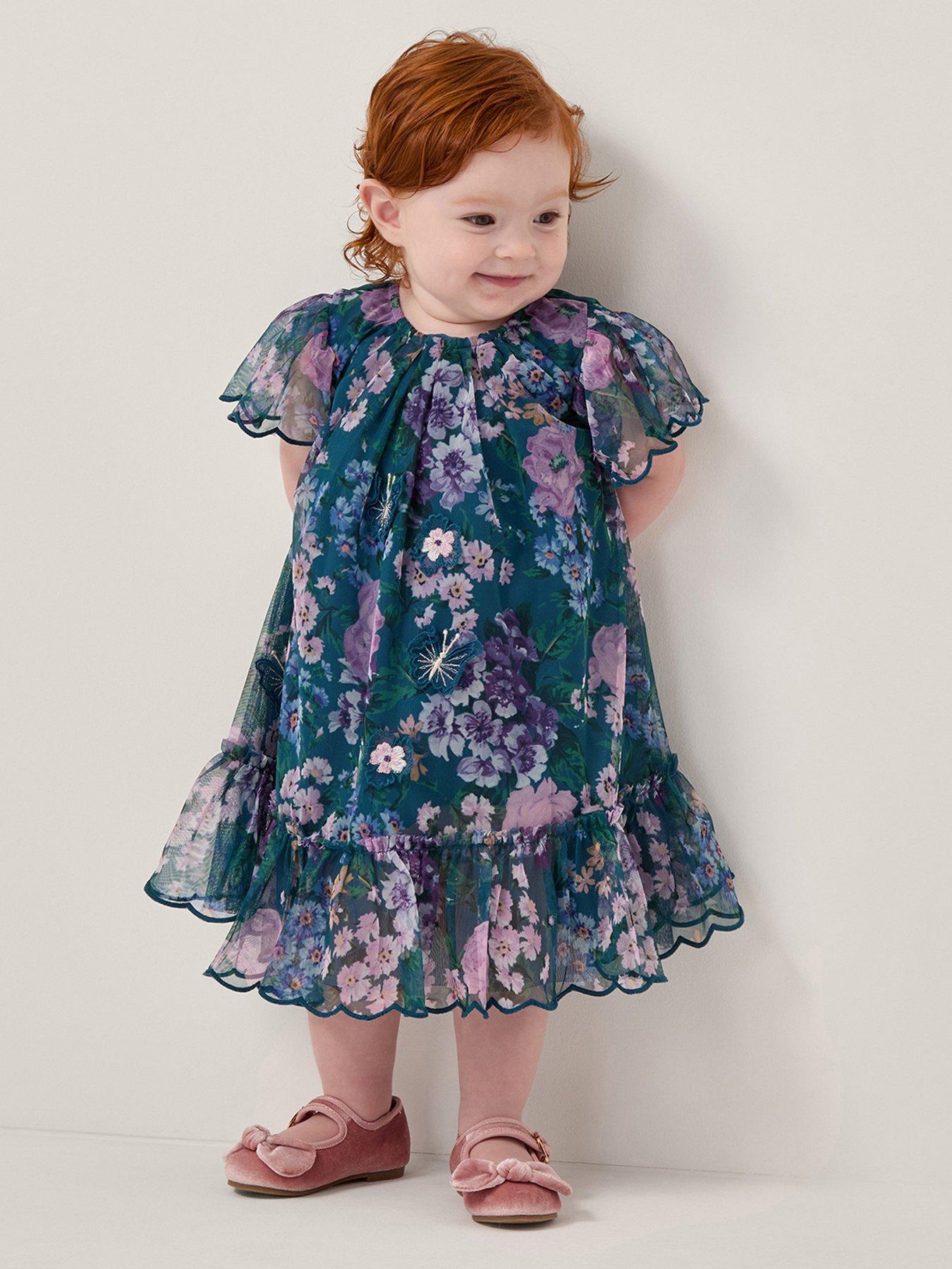 Image 1 of 4 of Monsoon Baby Girls Wildflower Swing Dress - Green