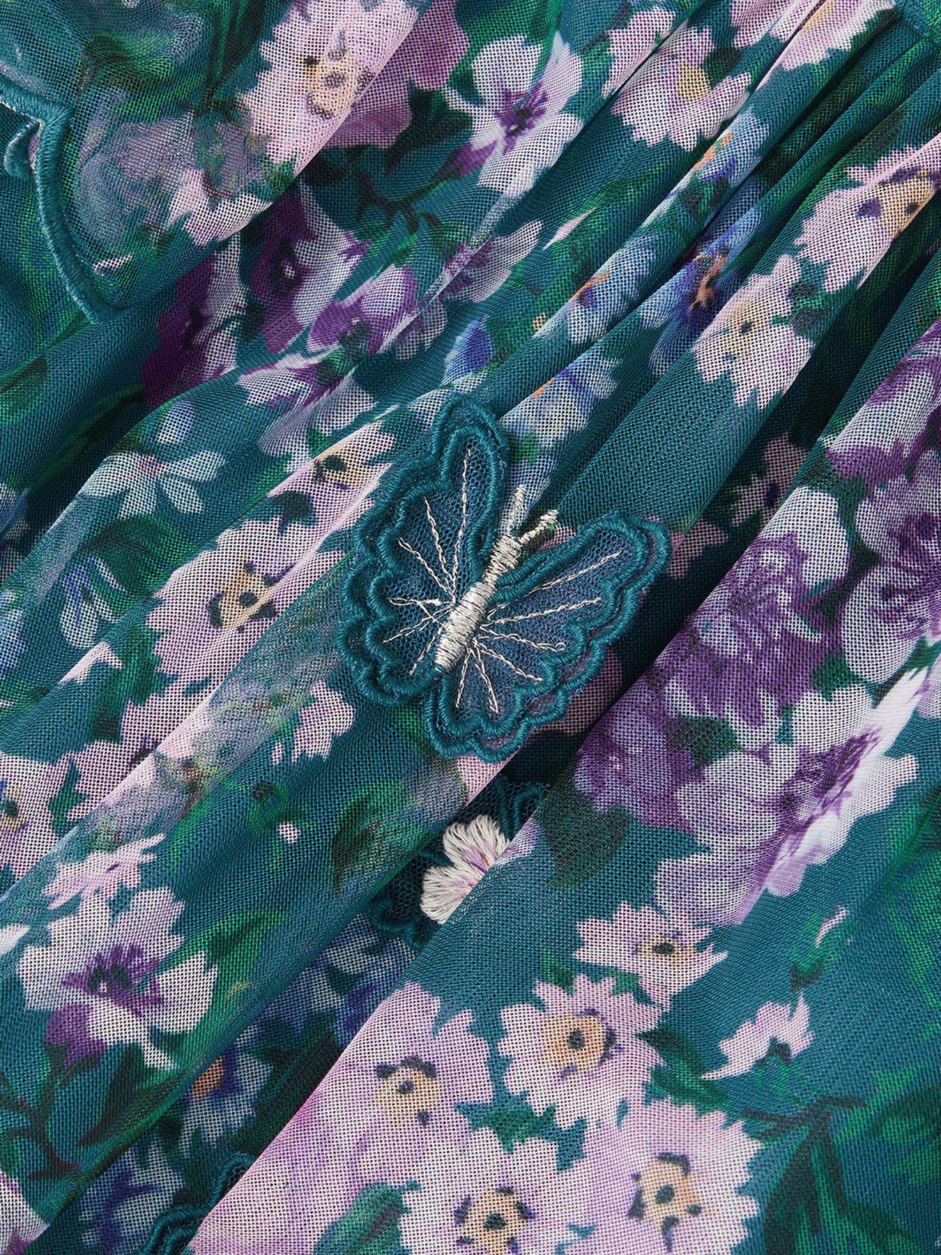 Image 4 of 4 of Monsoon Baby Girls Wildflower Swing Dress - Green