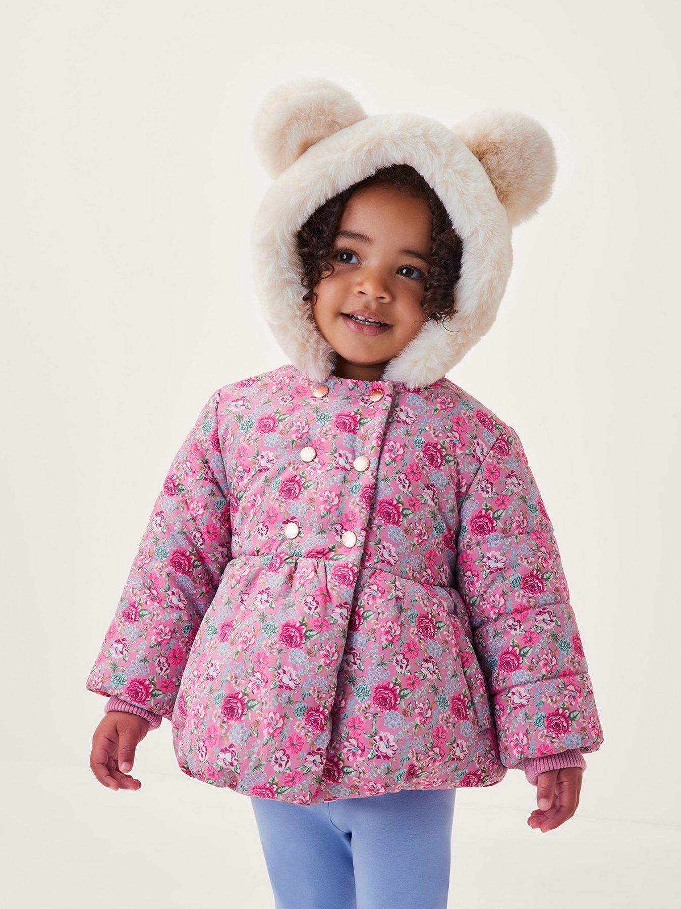undefined Baby Girls Dolly Print Padded Jacket - Pink