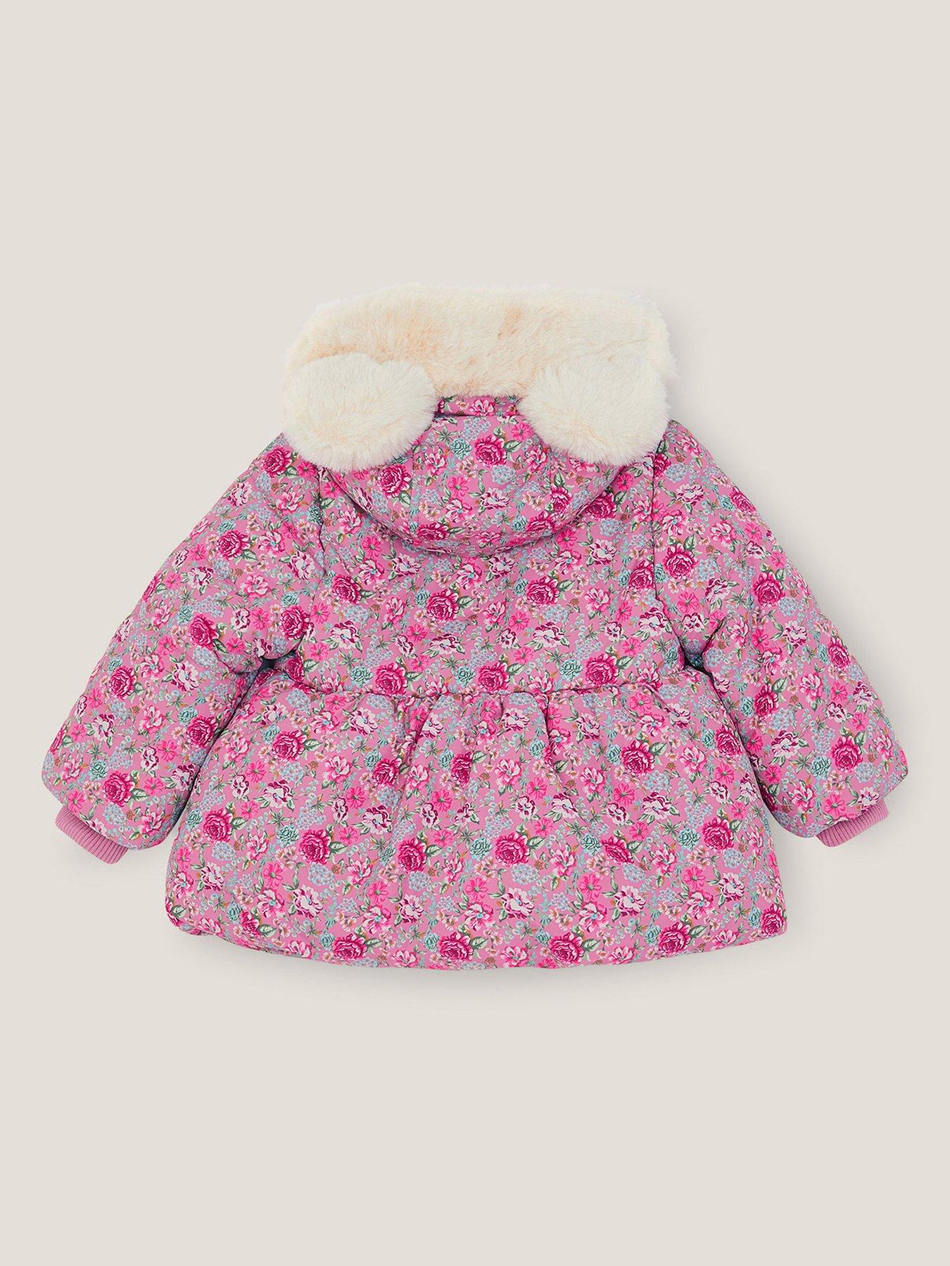 Image 3 of 4 of Monsoon Baby Girls Dolly Print Padded Jacket - Pink