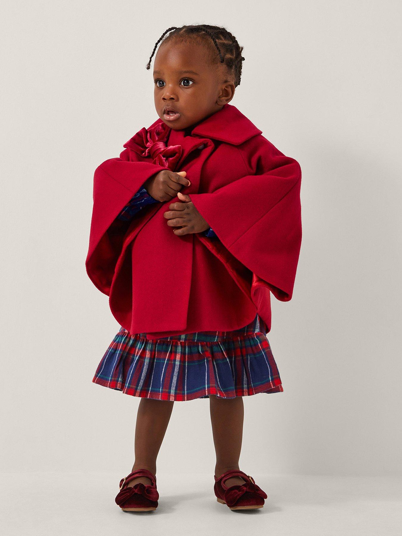 undefined Baby Girls Cape With Velvet - Red