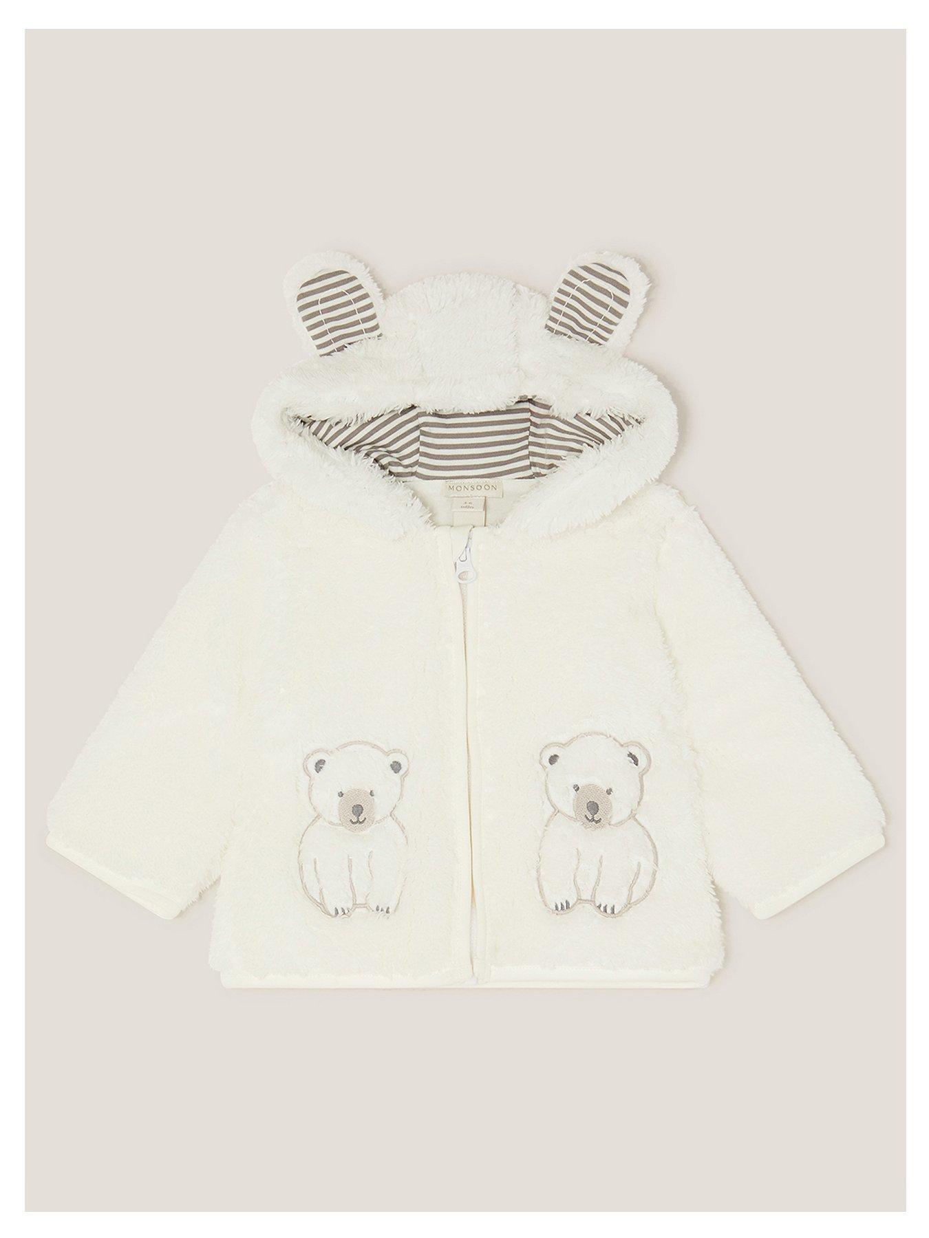 undefined Baby Unisex Polar Bear Fleece Hoodie - White