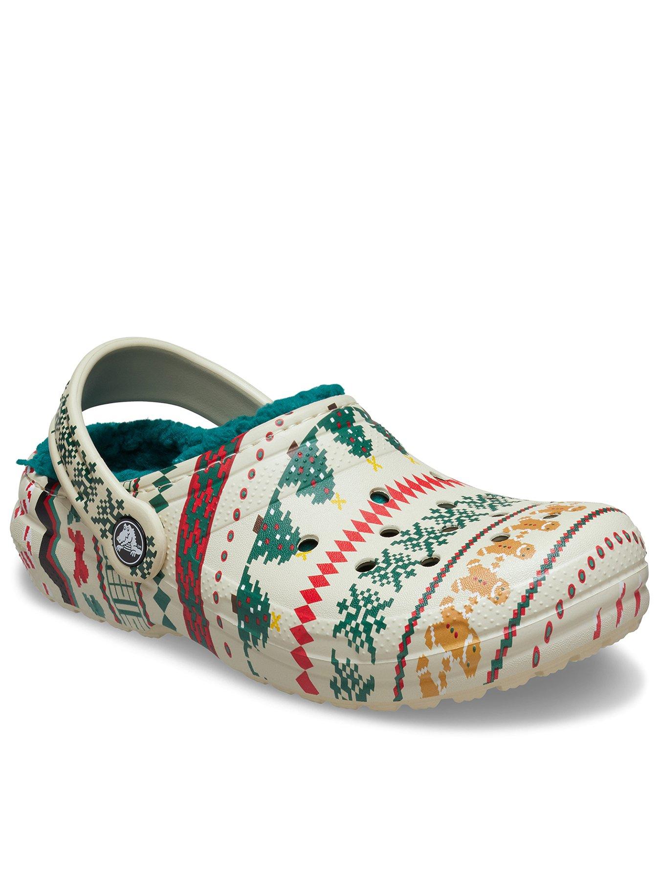  image of crocs-classic-lined-fair-isle-clog-k-beige