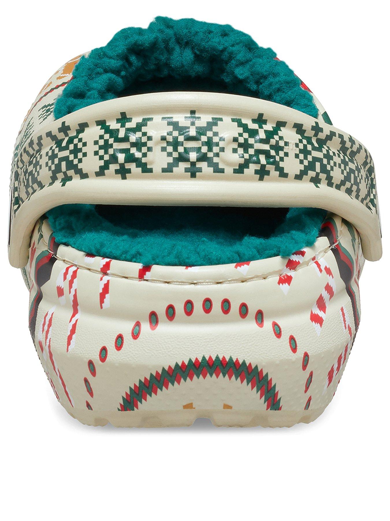  image of crocs-classic-lined-fair-isle-clog-k-beige