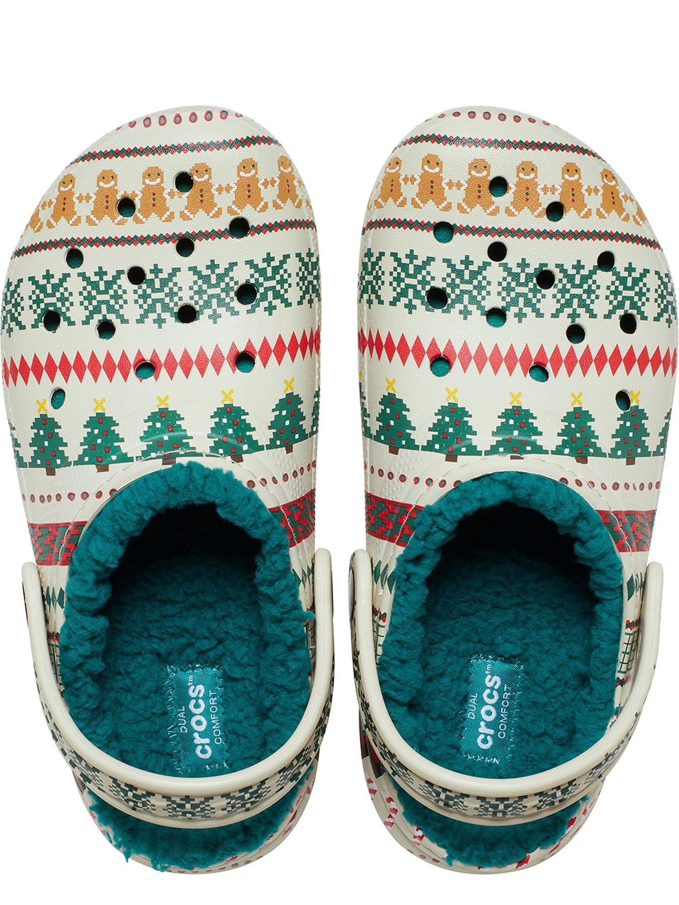  image of crocs-classic-lined-fair-isle-clog-k-beige