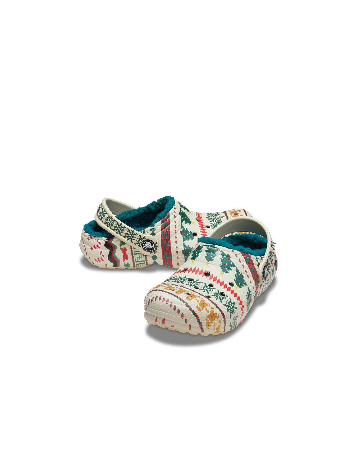  image of crocs-classic-lined-fair-isle-clog-k-beige