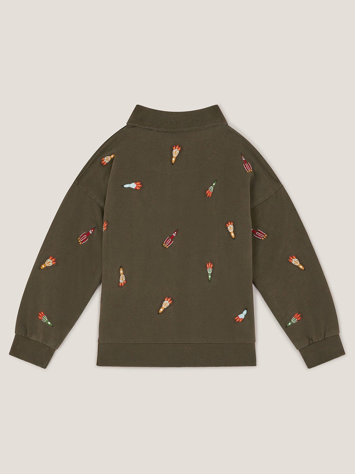  image of monsoon-boys-space-embroidered-sweat-top-khaki