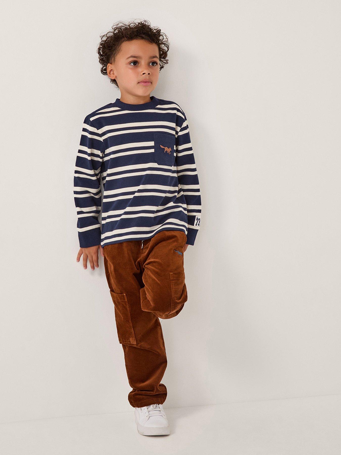 undefined Boys Fox Stripe Long Sleeve Tshirt - Blue
