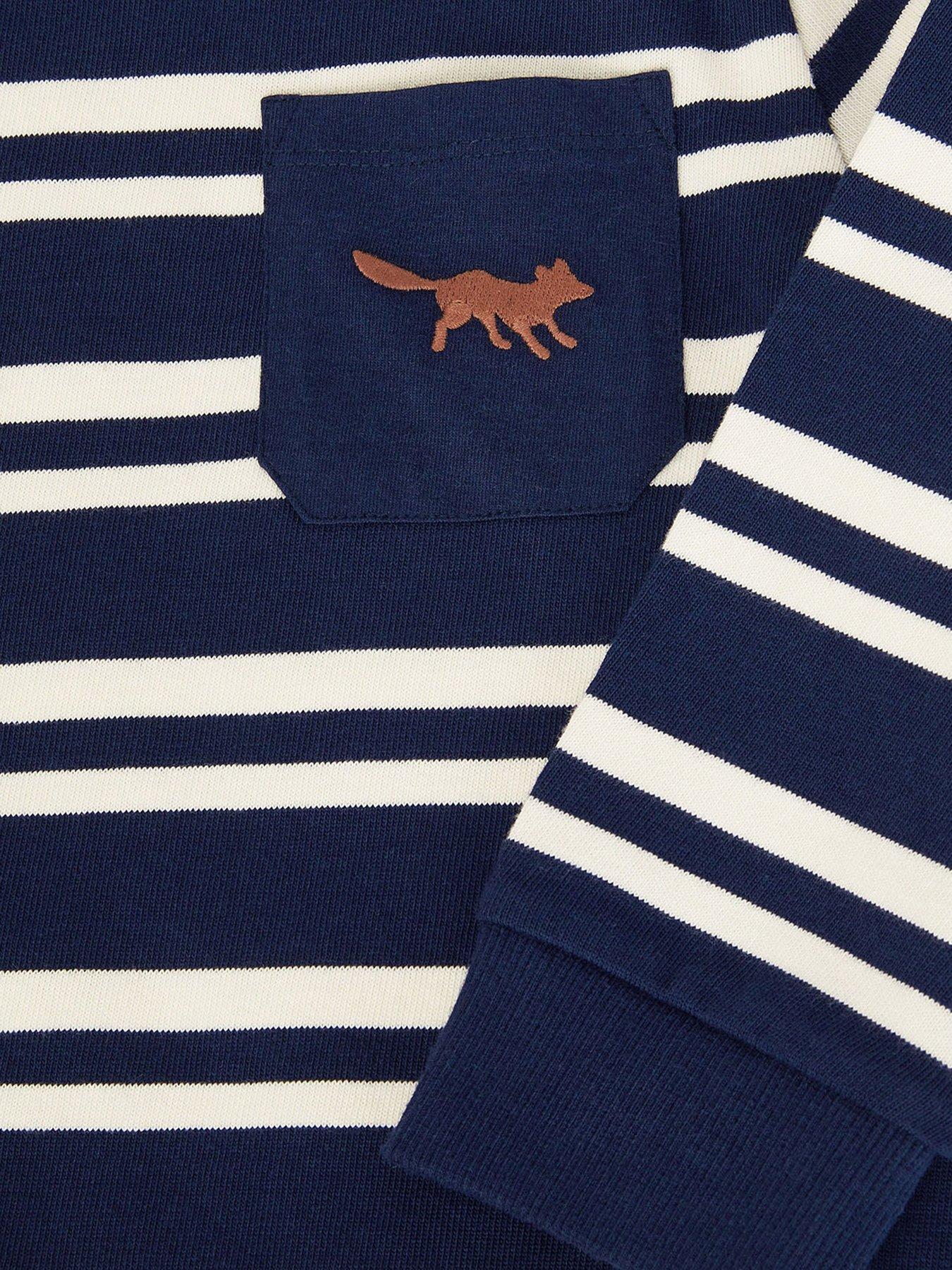 Image 4 of 4 of Monsoon Boys Fox Stripe Long Sleeve Tshirt - Blue