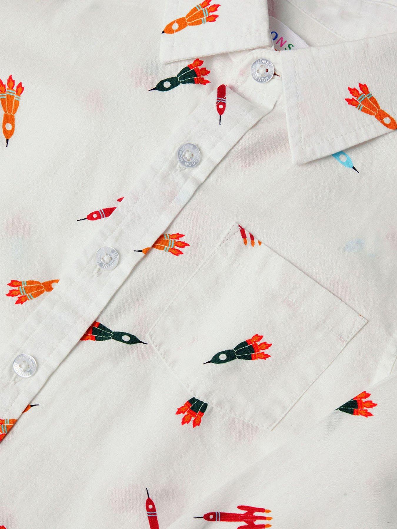 Image 3 of 3 of Monsoon Boys Rocket Printed Shirt - White
