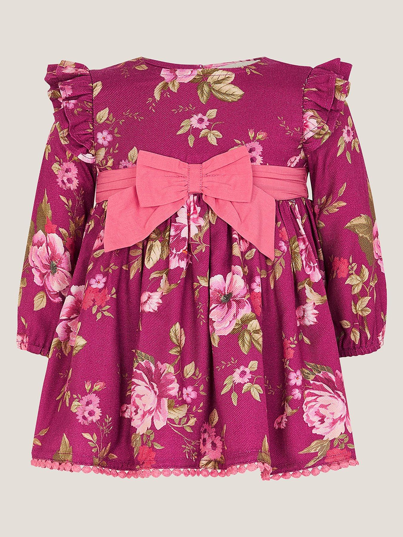 undefined Baby Girls Bow Viscose Dress - Dark Red