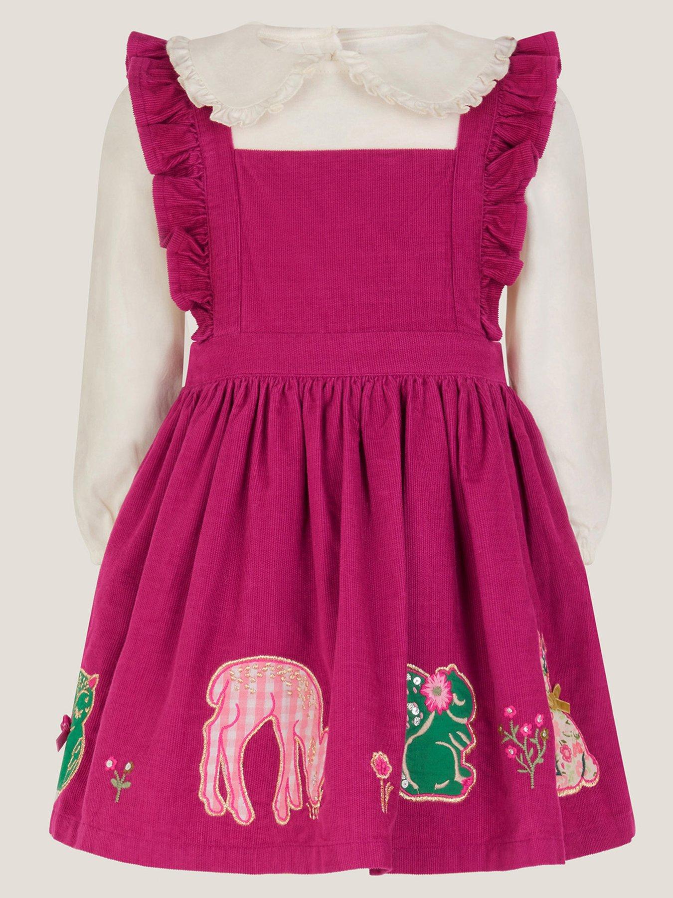 undefined Baby Girls Pinny Dress  &  Long Sleeve T-shirt Set - Dark Red