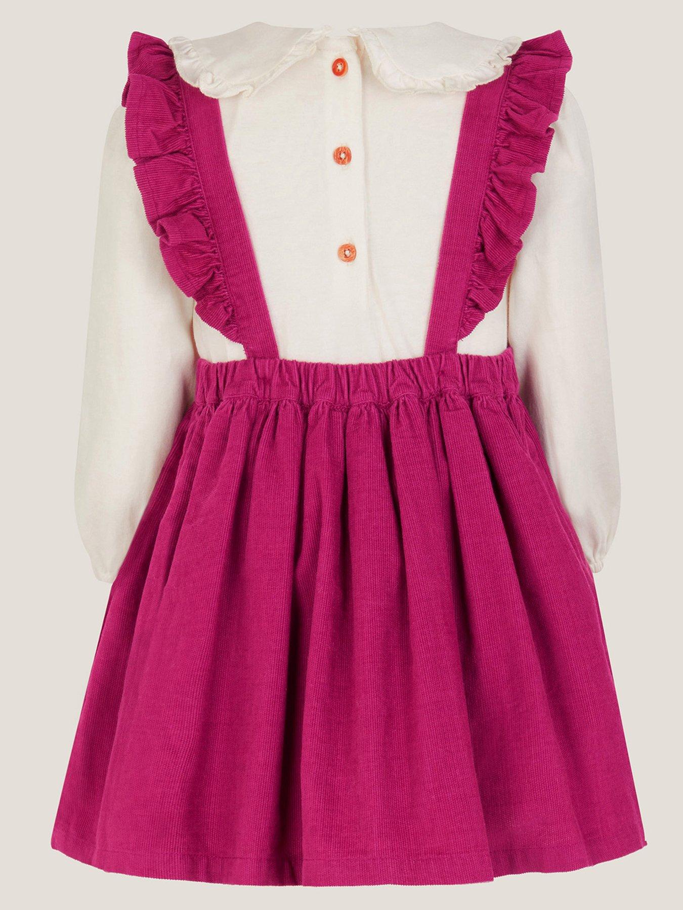 Image 2 of 3 of Monsoon Baby Girls Pinny Dress &amp; Long Sleeve T-shirt Set - Dark Red