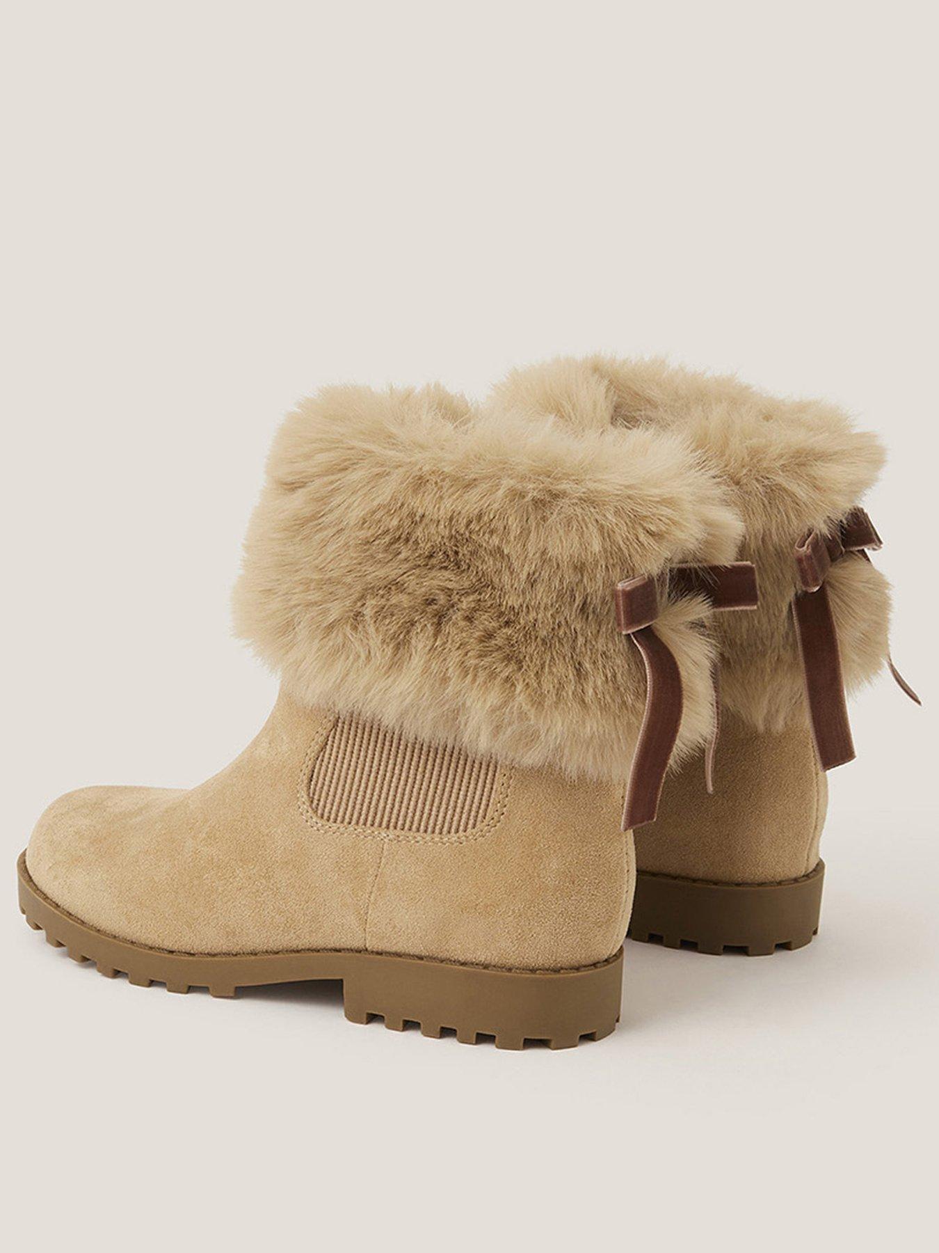 Image 3 of 3 of Monsoon Girls Faux Fur Chelsea Boots - Brown