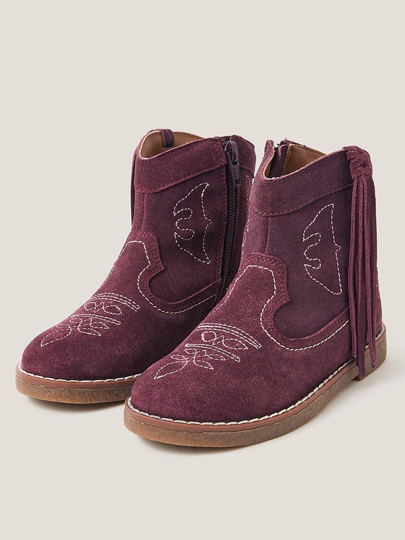  image of monsoon-girls-suede-western-boots-burgundy