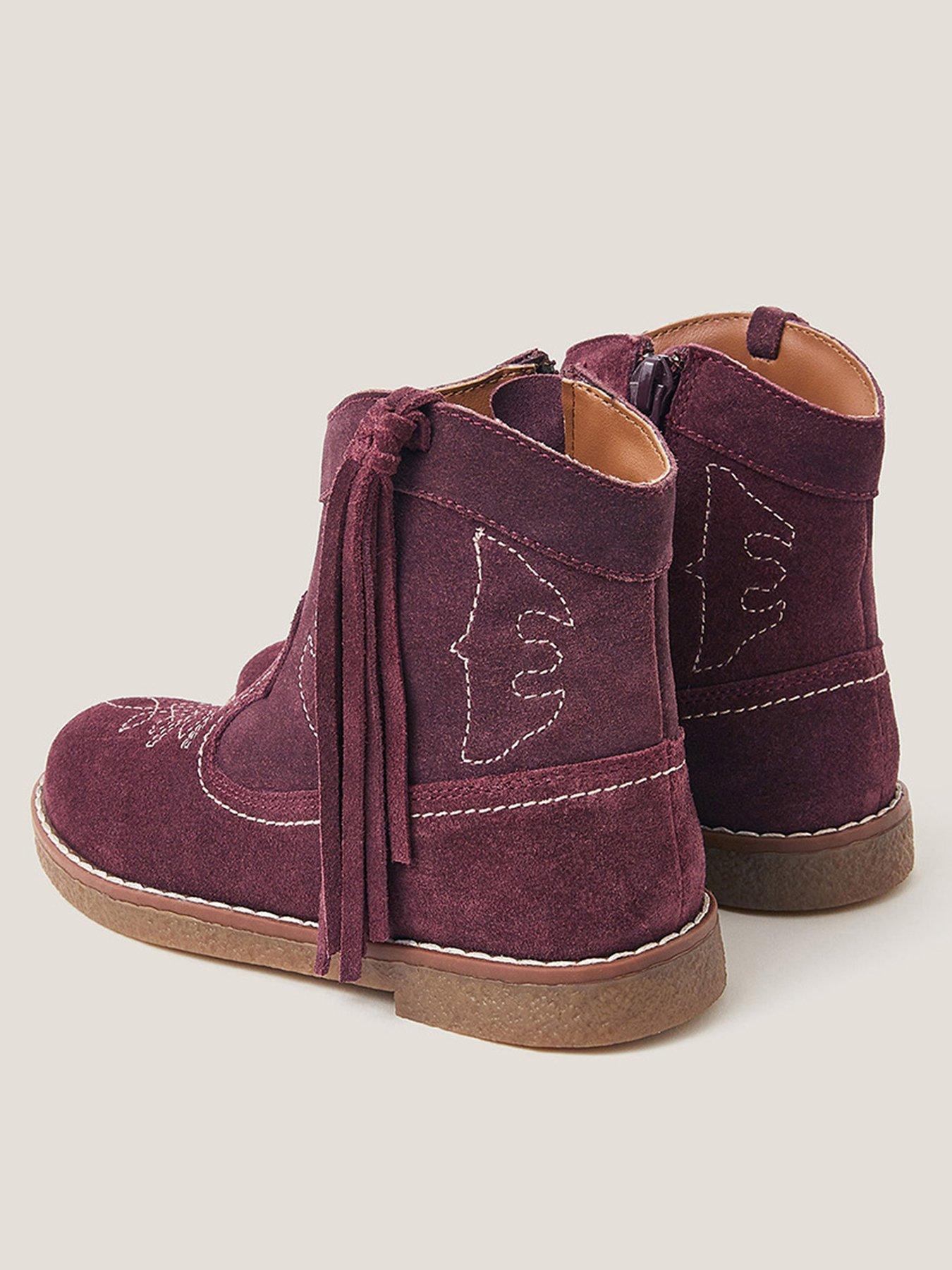 image of monsoon-girls-suede-western-boots-burgundy