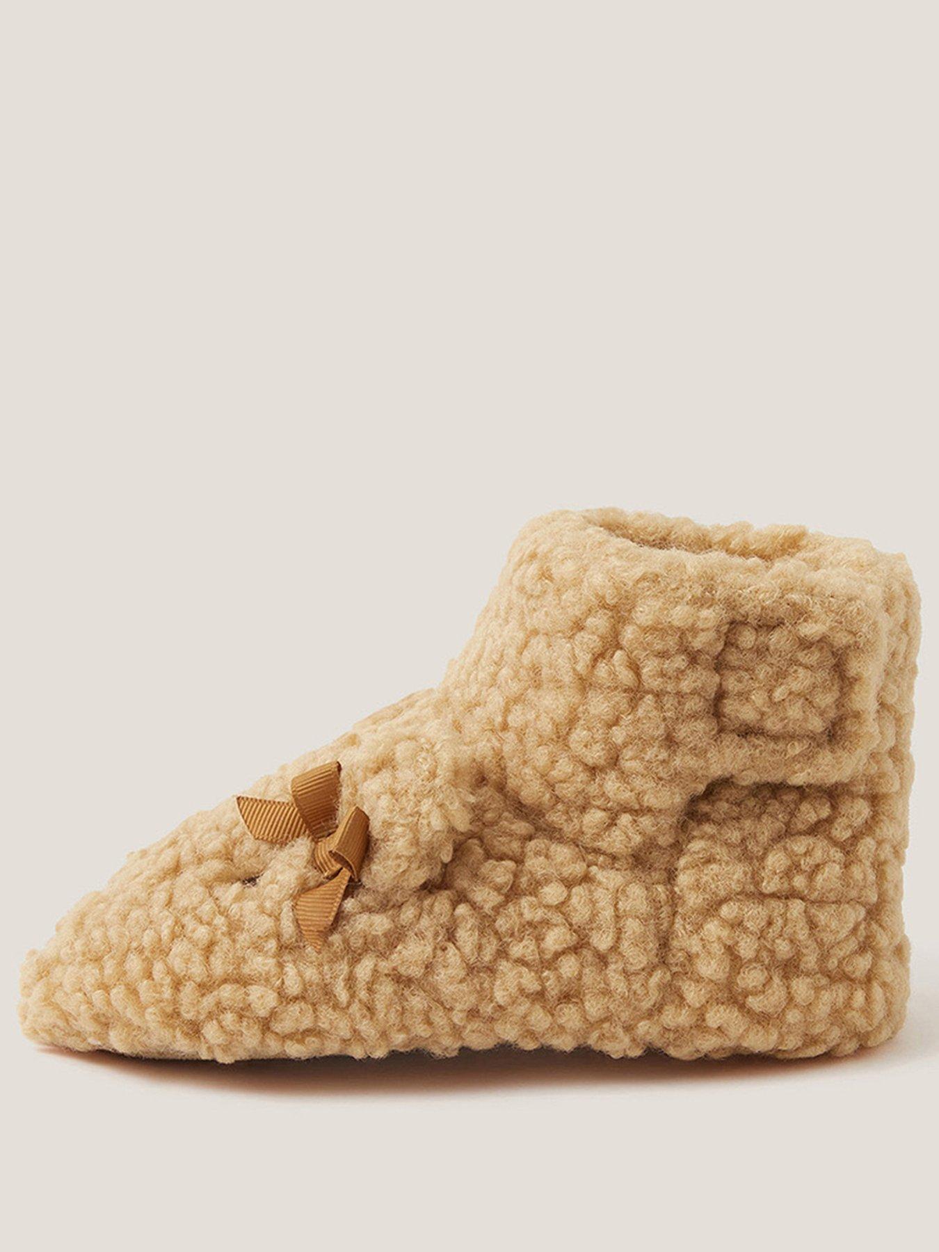 Image 2 of 3 of Monsoon Girls Teddy Bear Bow Slippers - Brown
