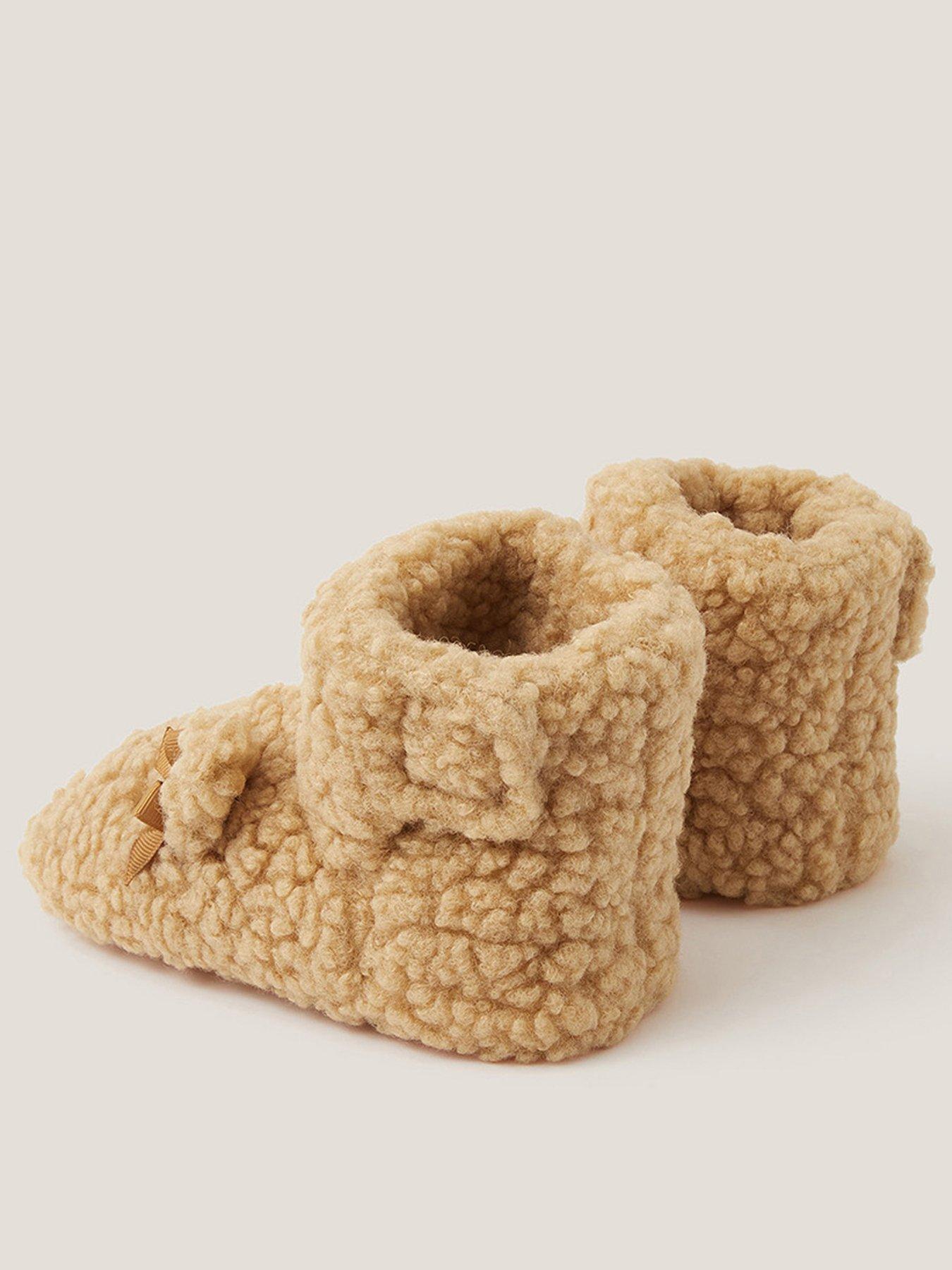 Image 3 of 3 of Monsoon Girls Teddy Bear Bow Slippers - Brown