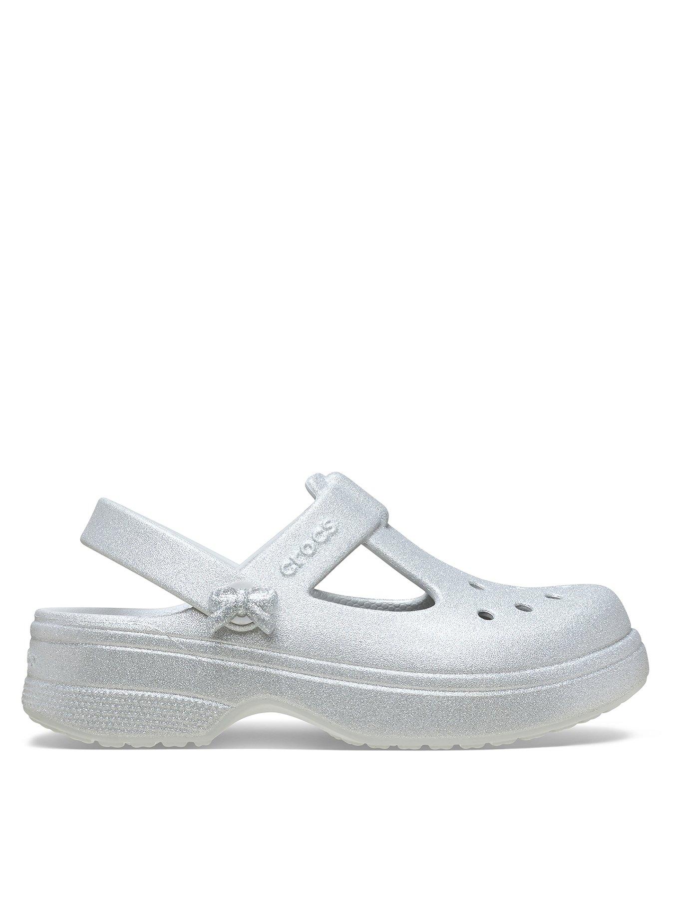 Crocs Classic Mary Jane Bow Glitter Clog - Grey