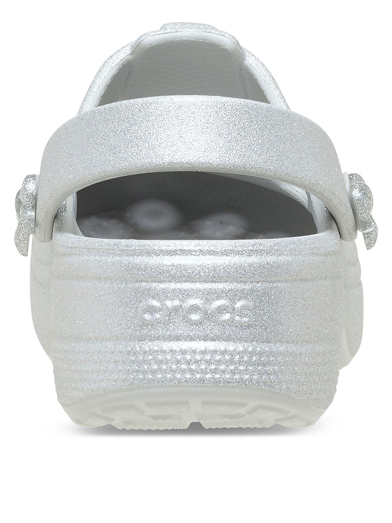  image of crocs-classic-mary-jane-bow-glitter-clog-grey