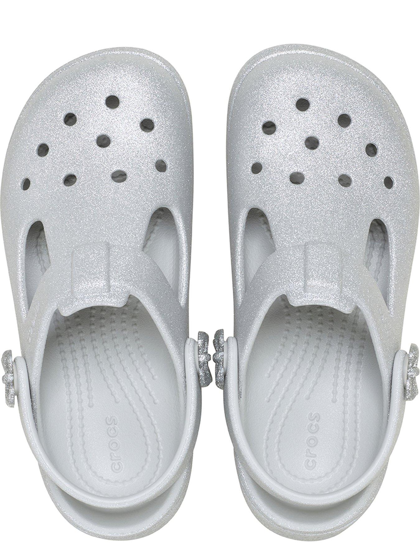  image of crocs-classic-mary-jane-bow-glitter-clog-grey