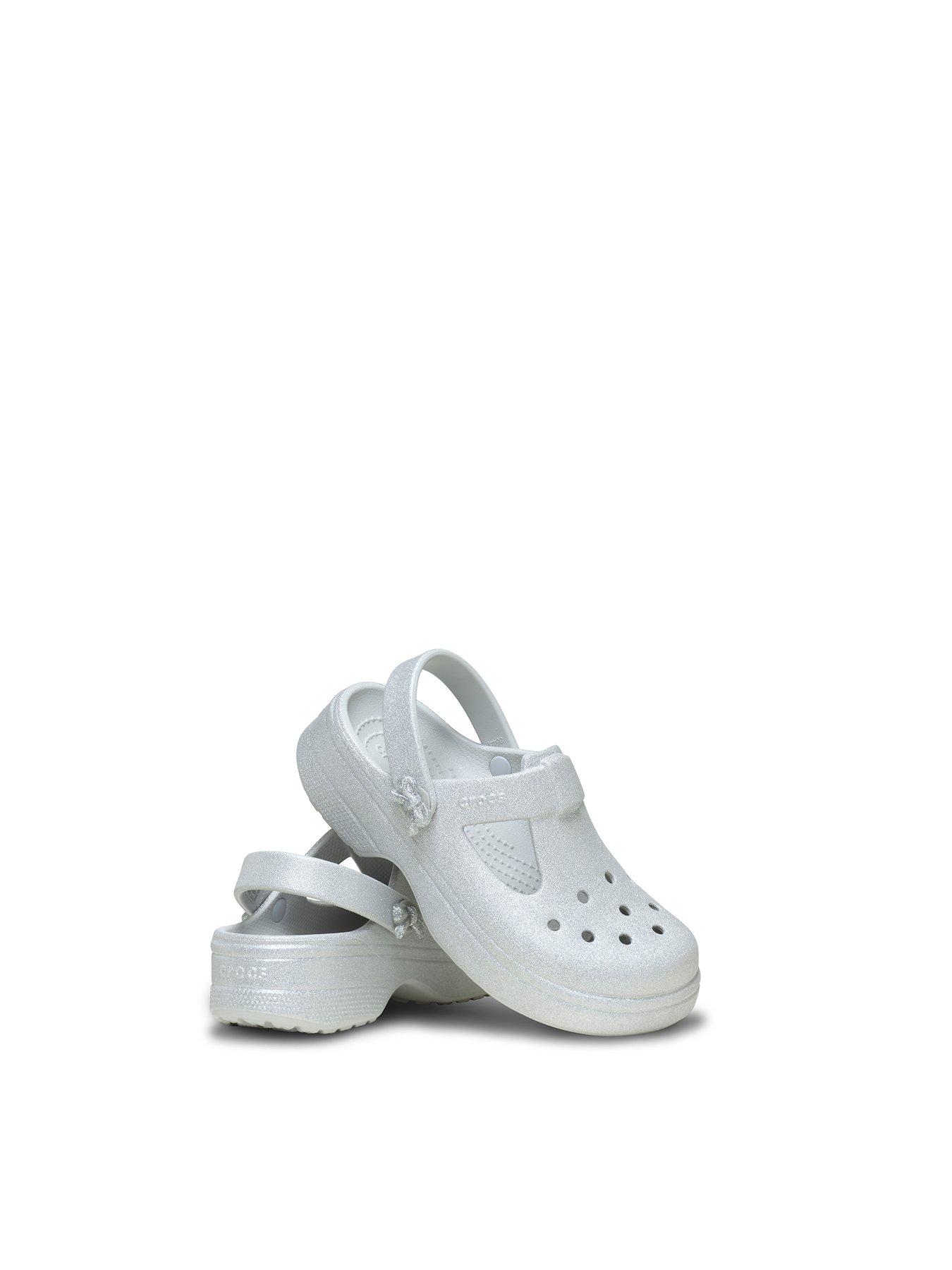 image of crocs-classic-mary-jane-bow-glitter-clog-grey