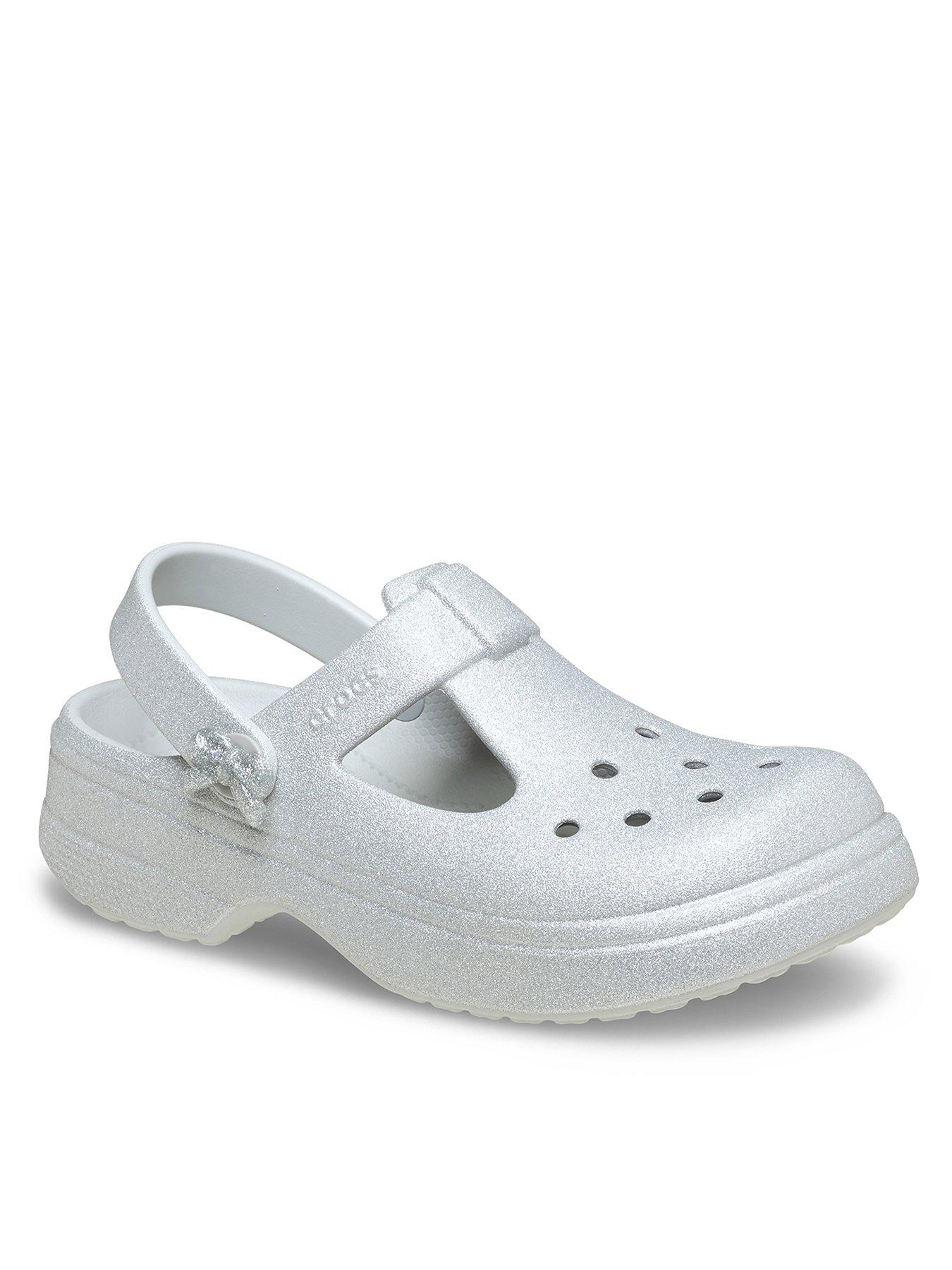 stillFront image of crocs-classic-mary-jane-bow-glitter-clog-grey