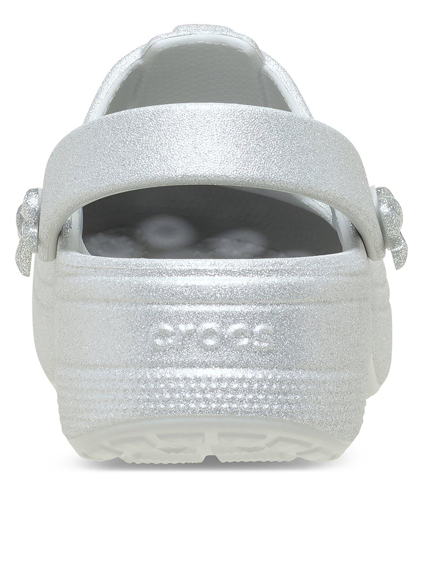  image of crocs-classic-mary-jane-bow-glitter-clog-grey