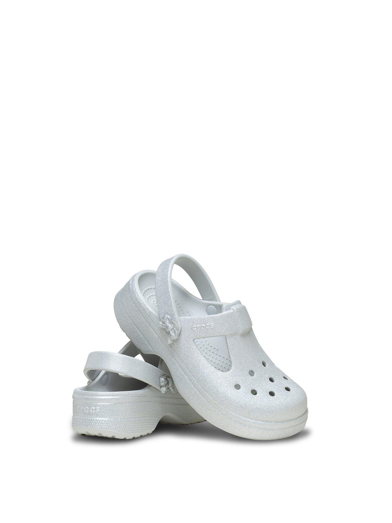  image of crocs-classic-mary-jane-bow-glitter-clog-grey