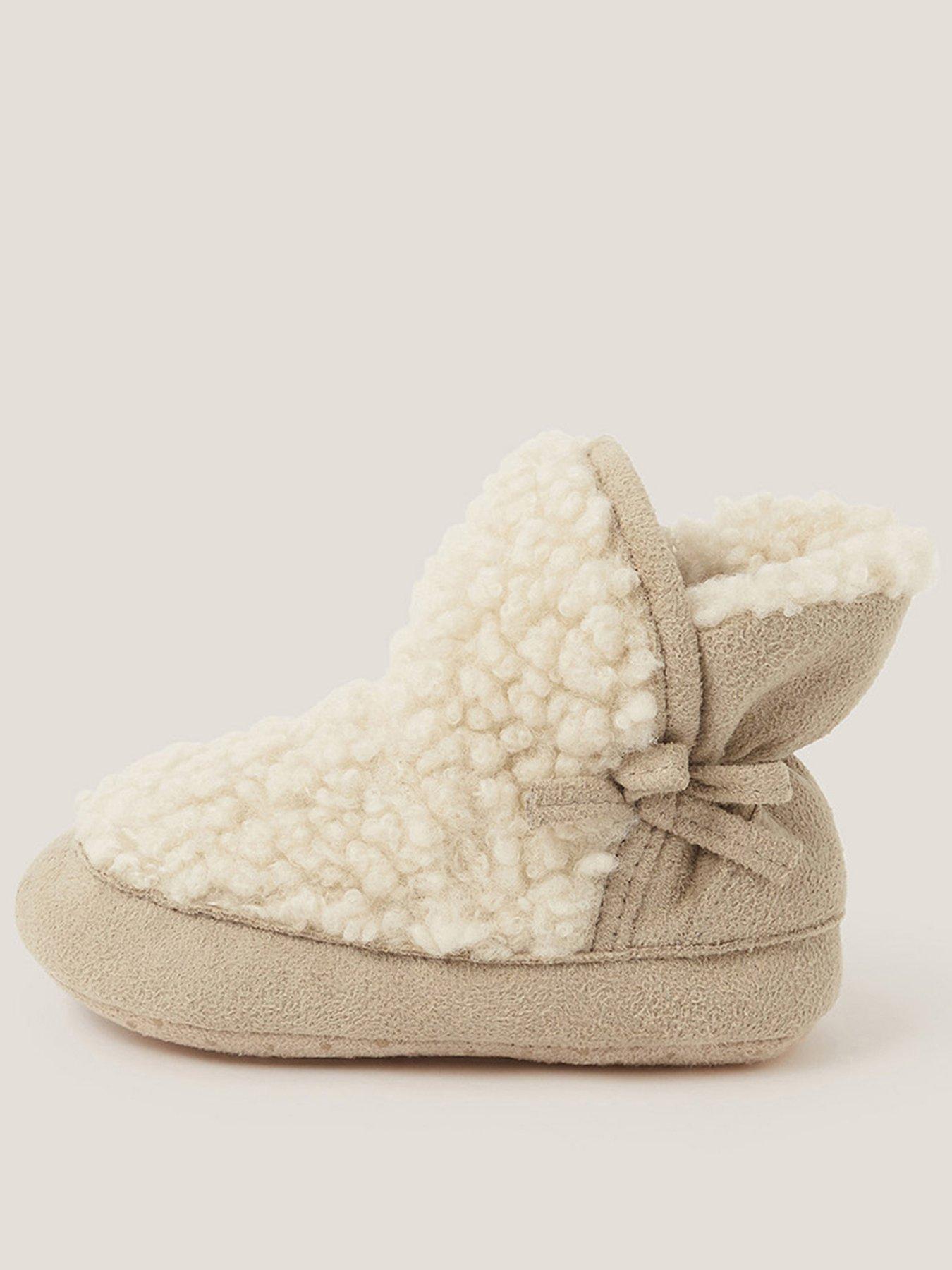undefined Baby Girls Borg Booties - Cream