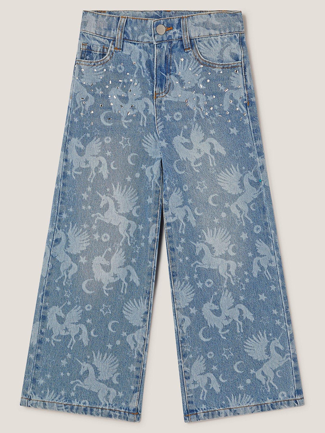 Image 1 of 3 of Monsoon Girls Unicorn Cosmic Jeans - Blue