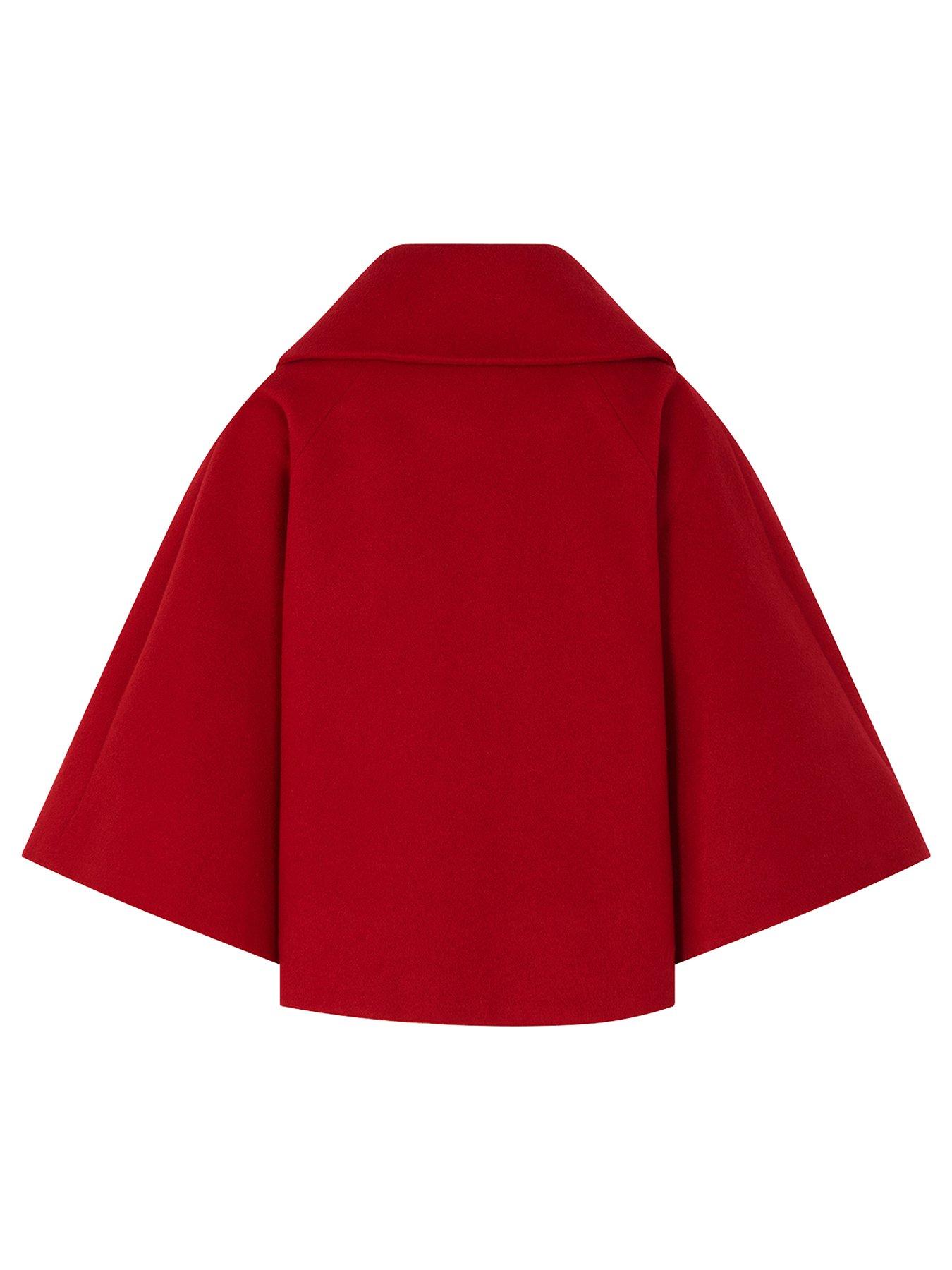 Image 2 of 3 of Monsoon Girls Velvet Bow Cape - Red