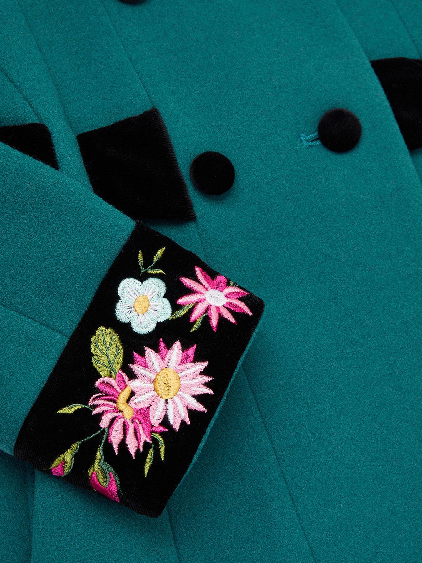 Image 4 of 4 of Monsoon Girls Wool Velvet Coat - Green