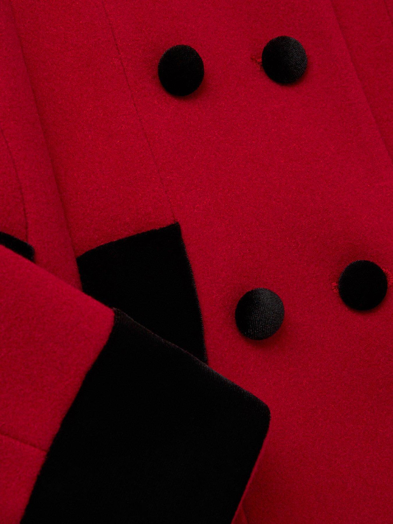 Image 3 of 3 of Monsoon Girls Poppy Wool Velvet Coat - Red