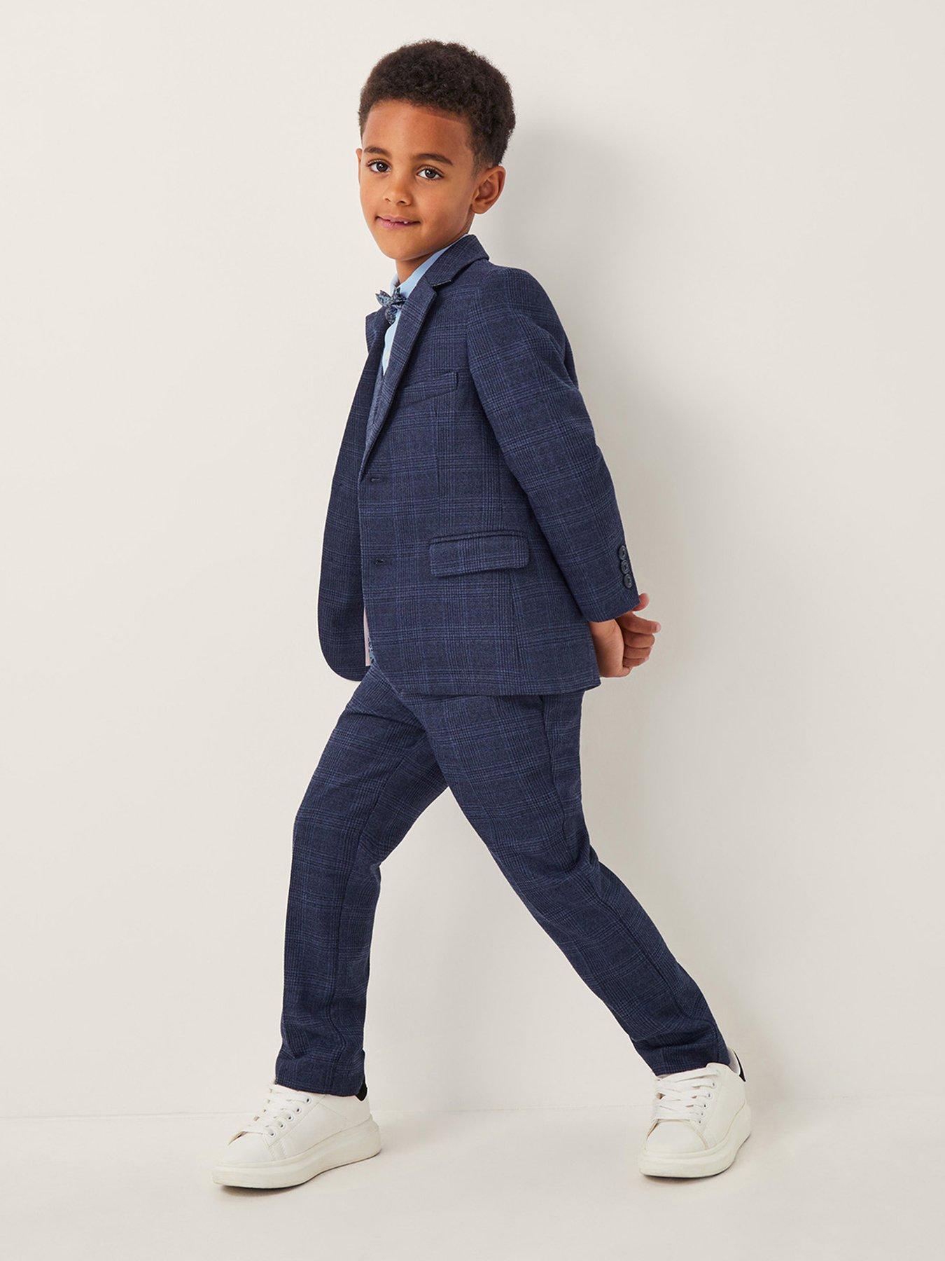 undefined Boys Oliver Check Smart Jacket - Navy
