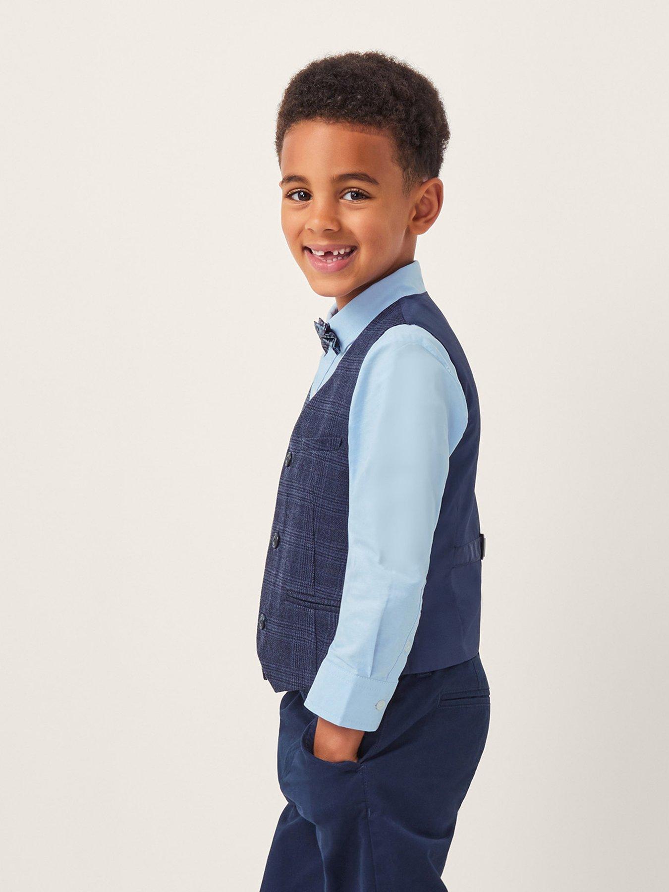 undefined Boys 3 Piece Oliver Check Suit Set - Navy