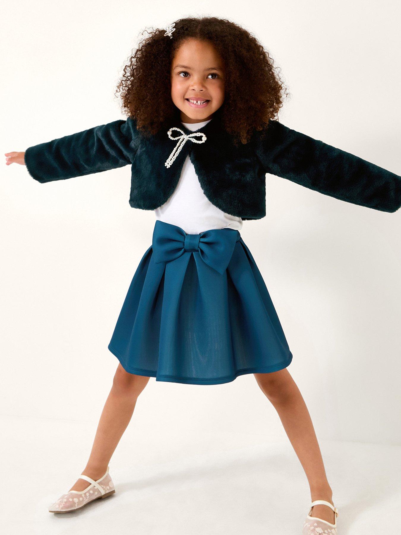 undefined Girls Marie Faux Fur Bow Shrug - Green