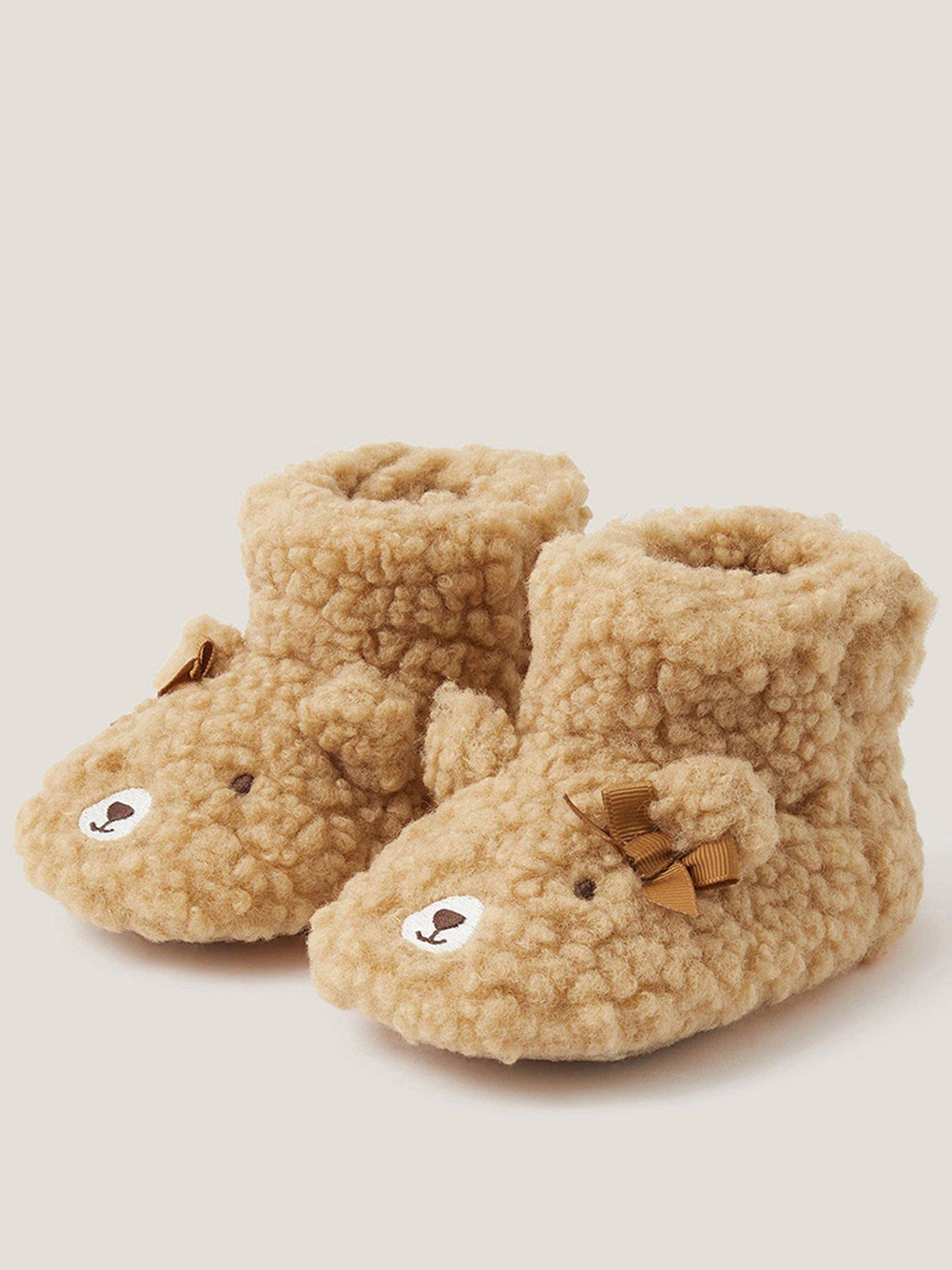 undefined Baby Girls Bear Bow Slipper Bootie - Brown
