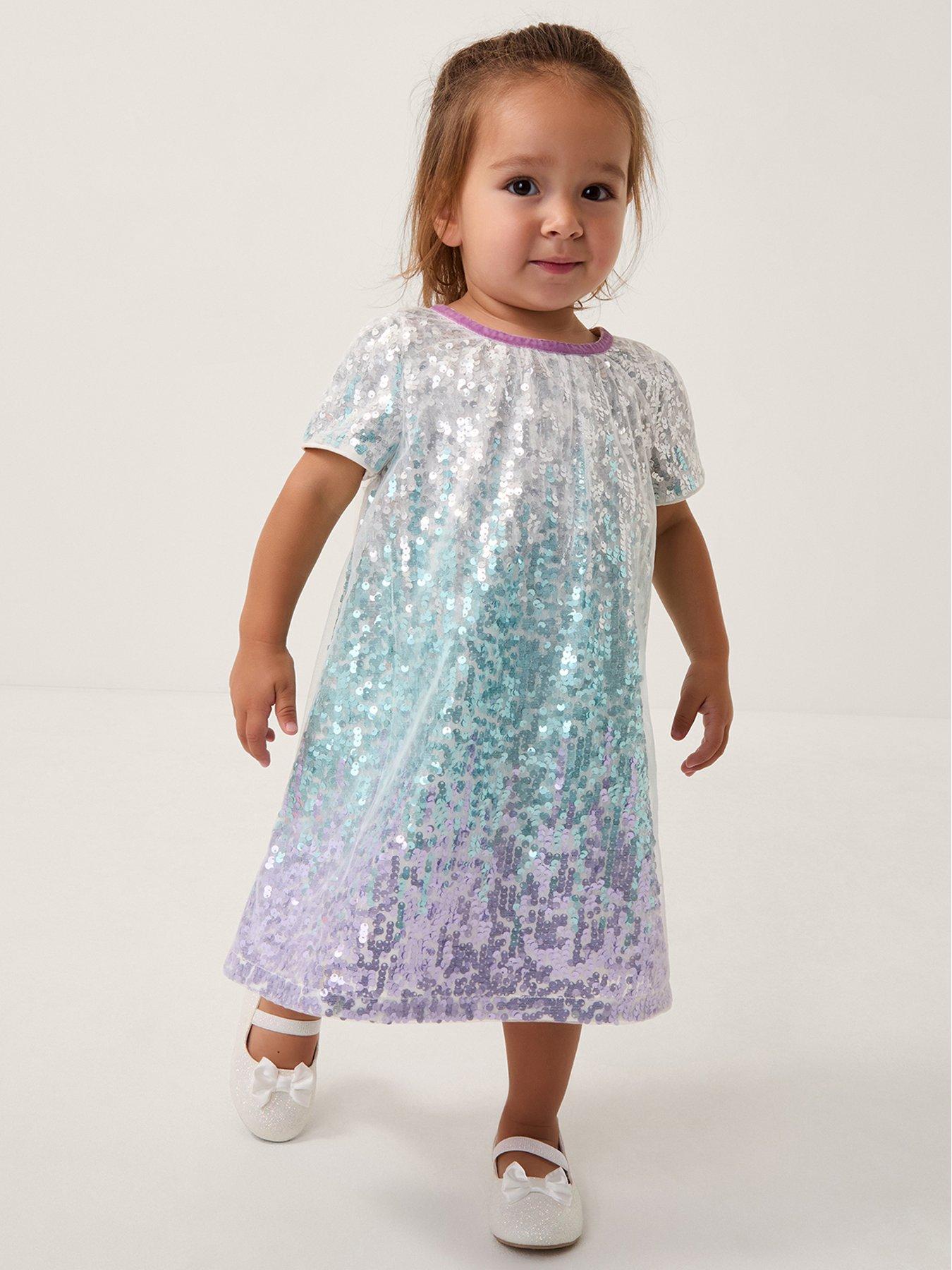 Image 1 of 4 of Monsoon Baby Girls Mermaid Ombre Sequin Dress - Multi