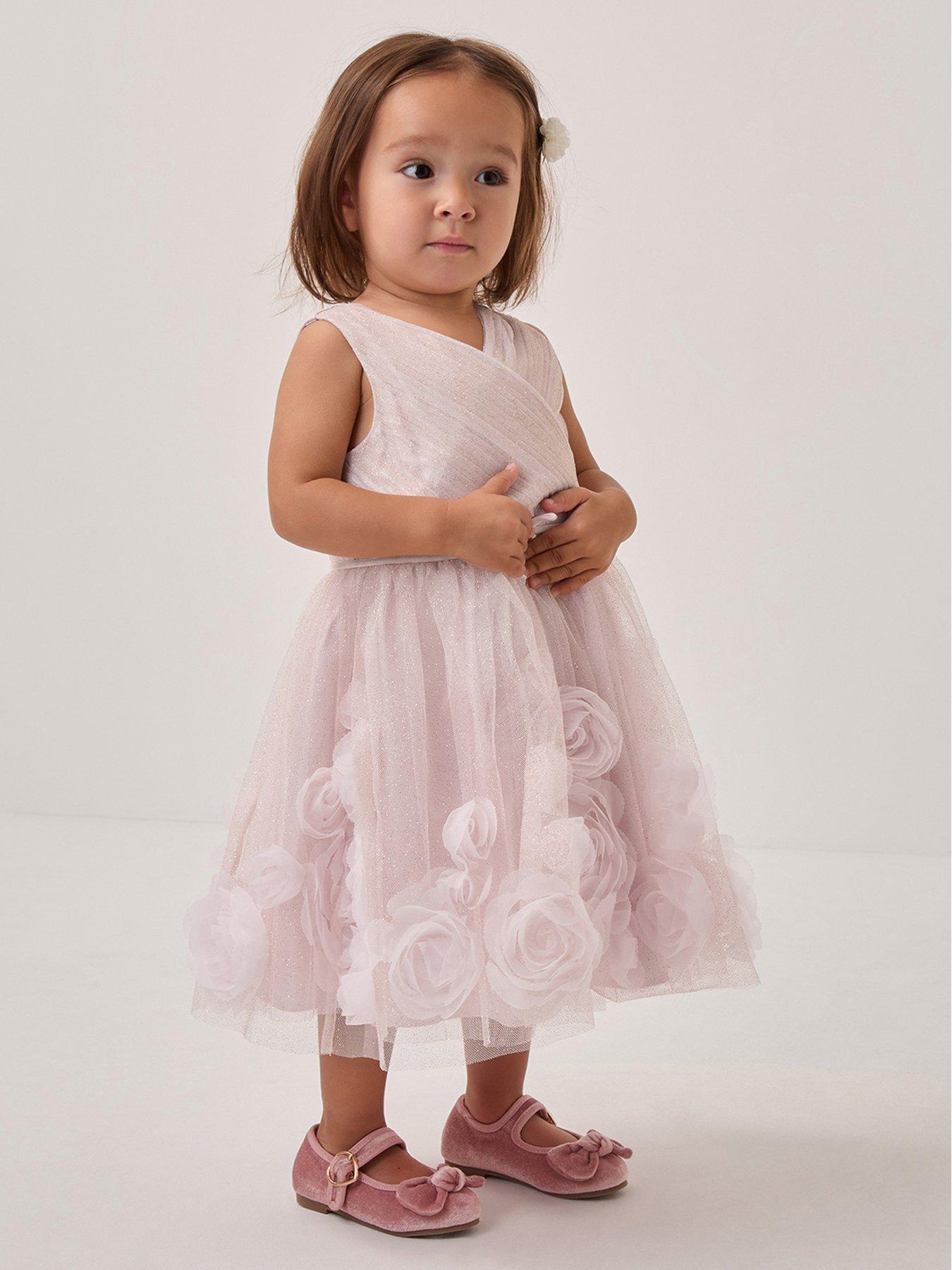 undefined Baby Girls Glinda Glitter 3d Roses Dress - Light Pink