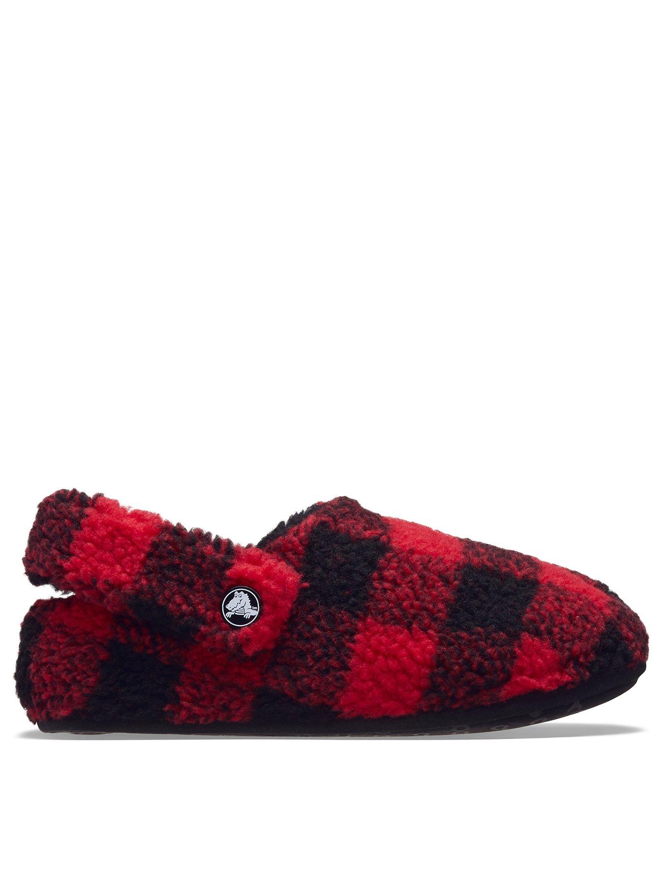  image of crocs-classic-buff-check-cozzzy-slipper-k-red