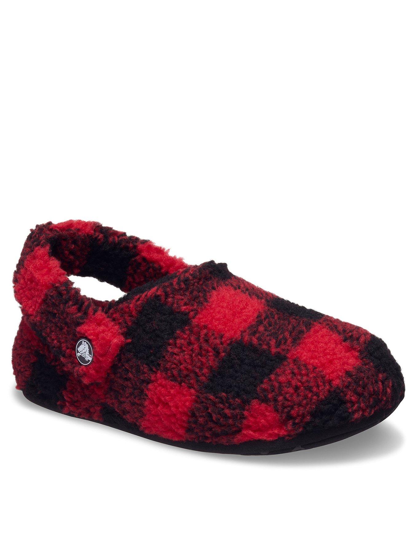  image of crocs-classic-buff-check-cozzzy-slipper-k-red
