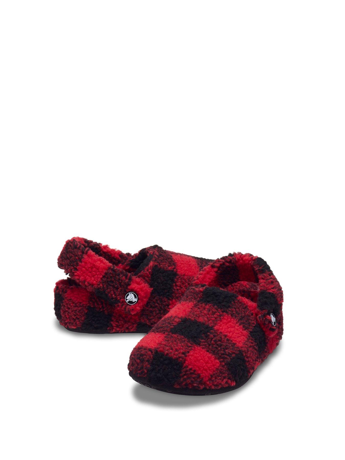  image of crocs-classic-buff-check-cozzzy-slipper-k-red