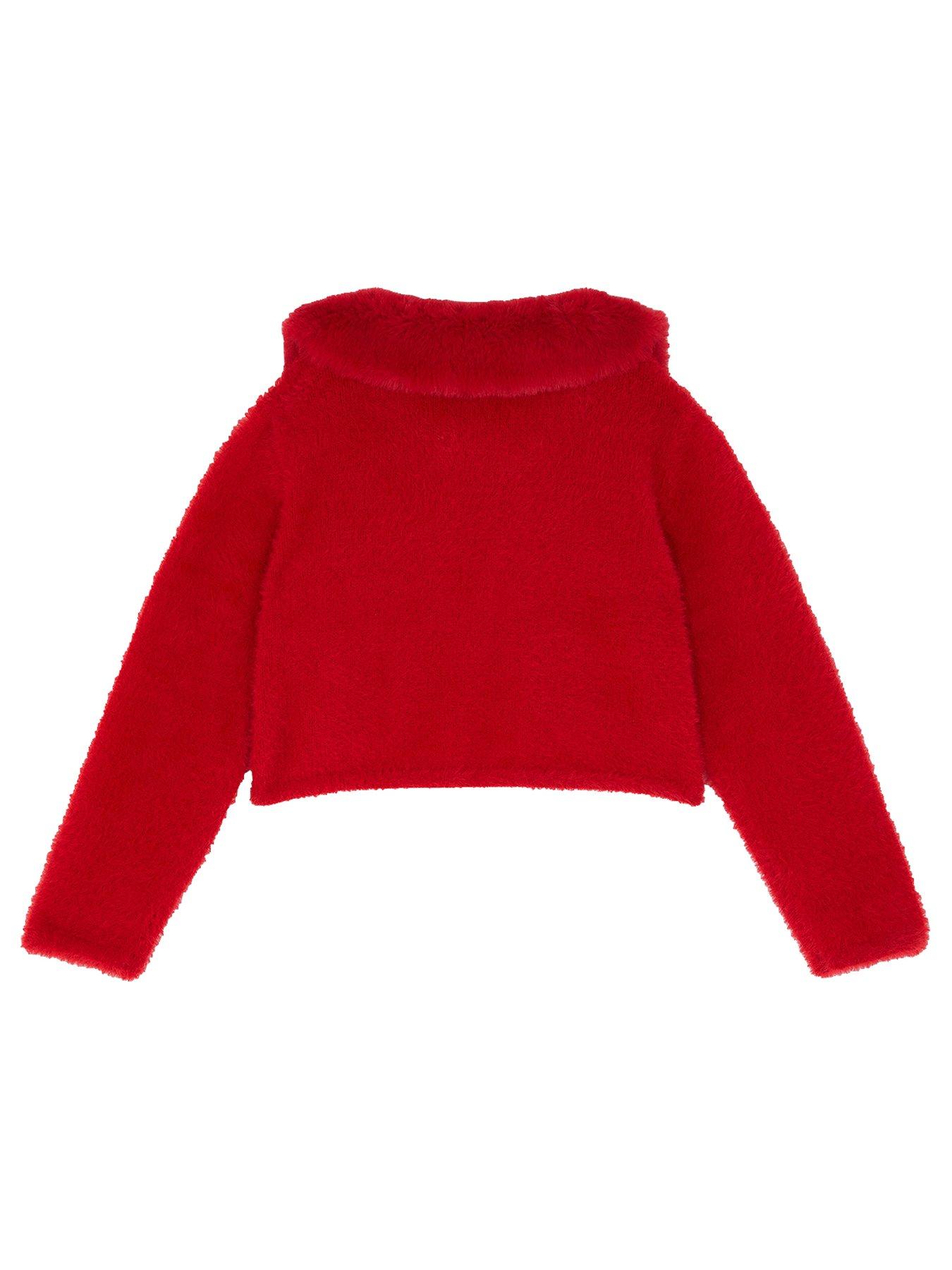  image of monsoon-girls-fluffy-detachable-cardigan-red