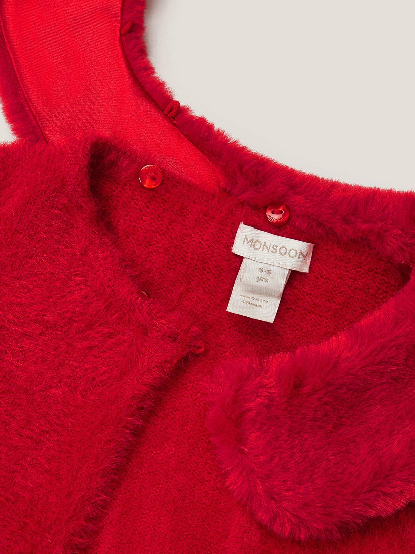  image of monsoon-girls-fluffy-detachable-cardigan-red