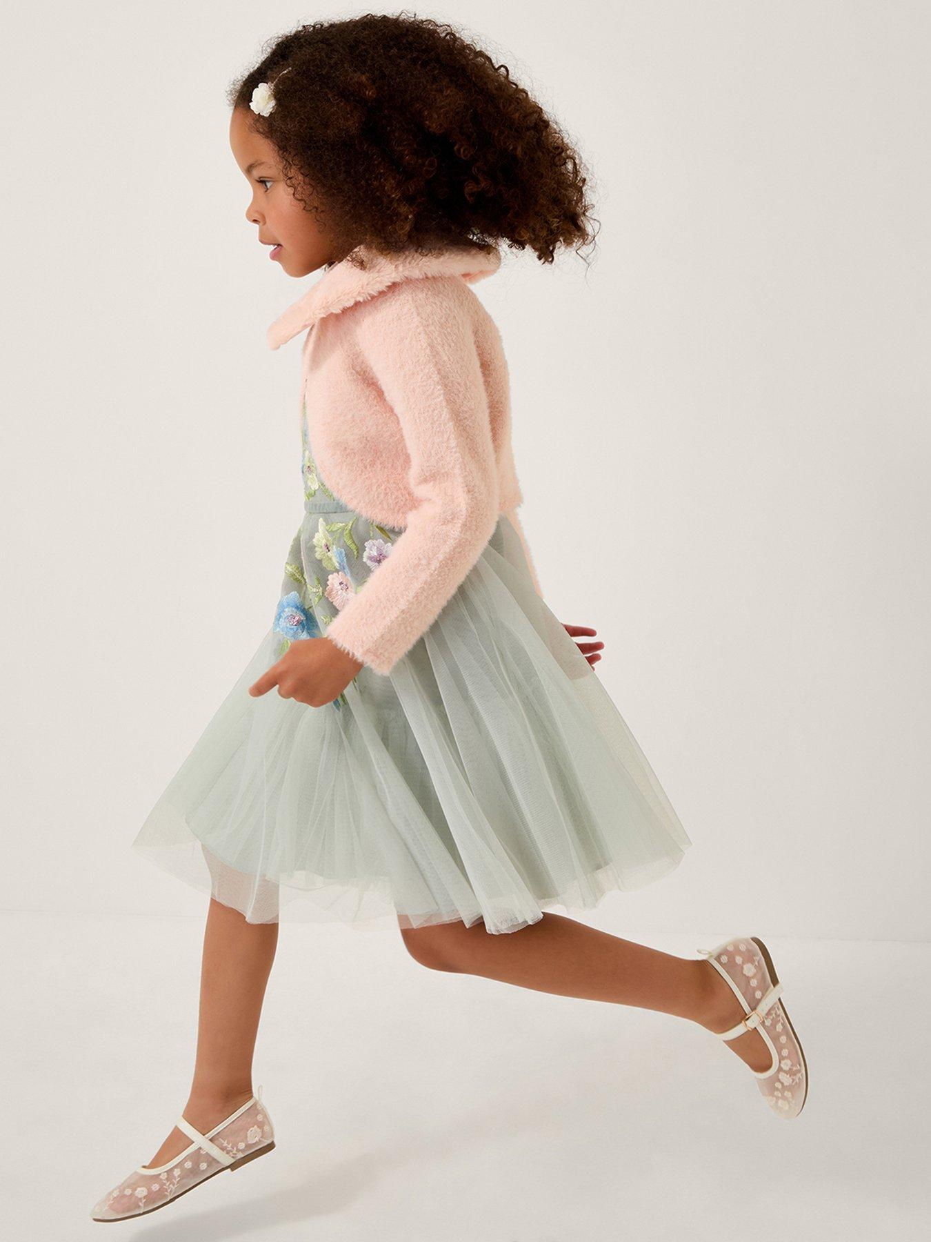 undefined Girls Fluffy Detachable Cardigan - Pink