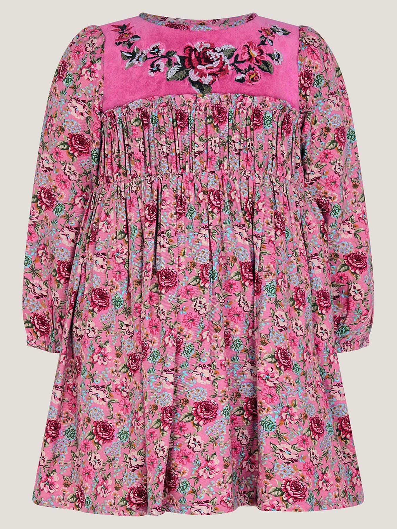 undefined Baby Girls Dollie Floral Dress  &  Tights - Pink