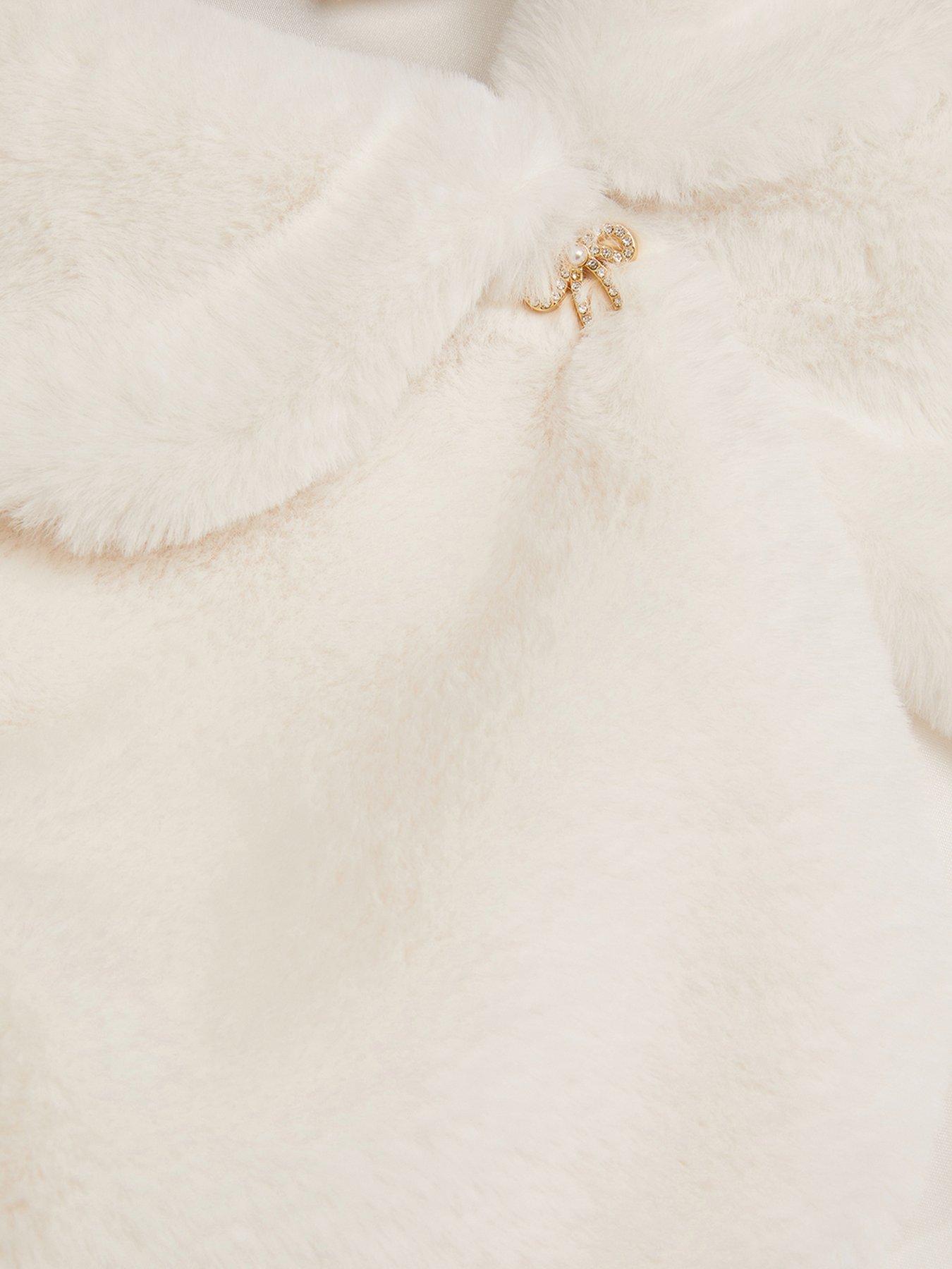 Image 3 of 3 of Monsoon Girls Collar Faux Fur Shrug - Light Cream