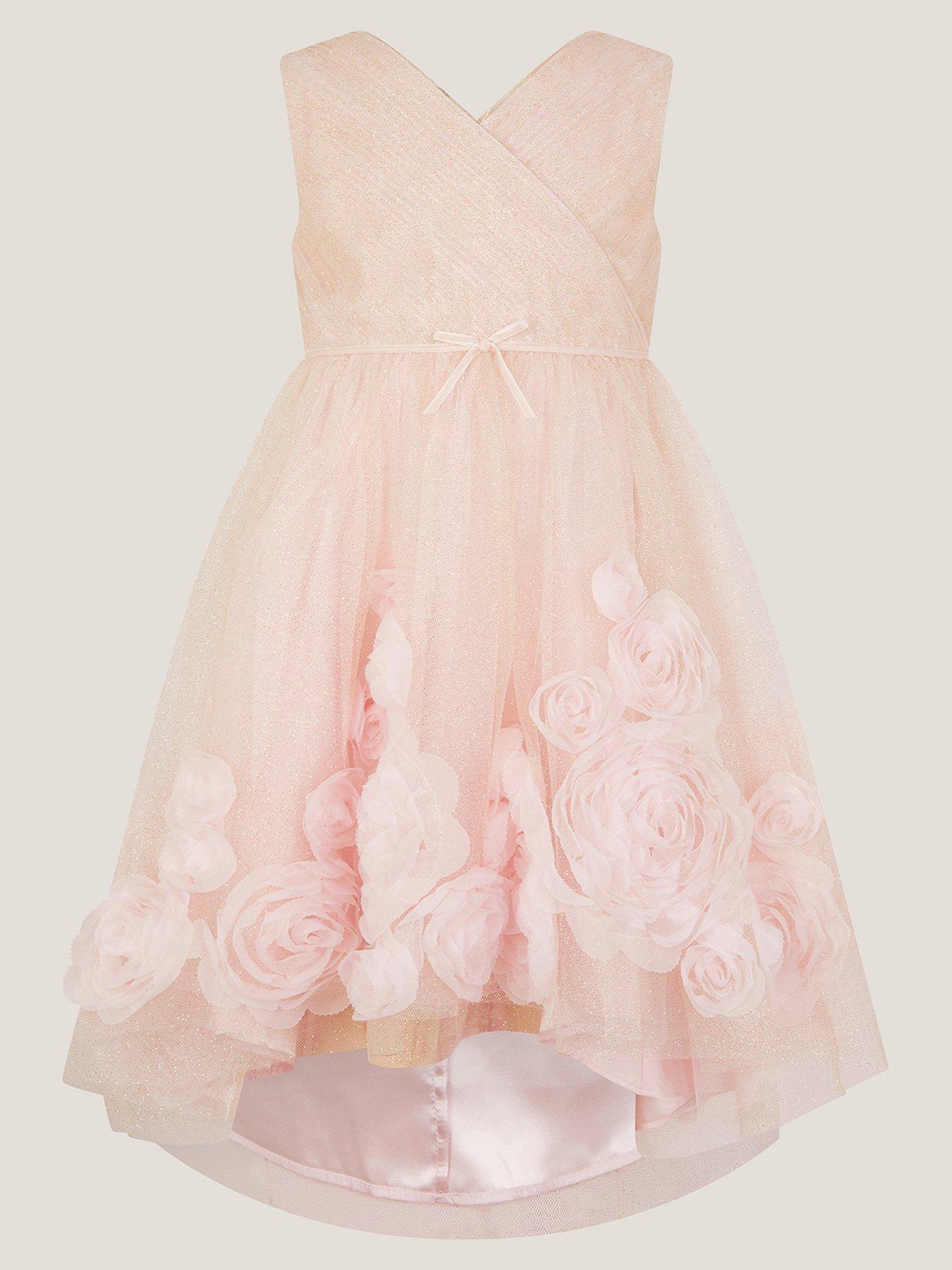 Image 3 of 4 of Monsoon Girls Glinda Glitter 3d Roses Dress - Pink