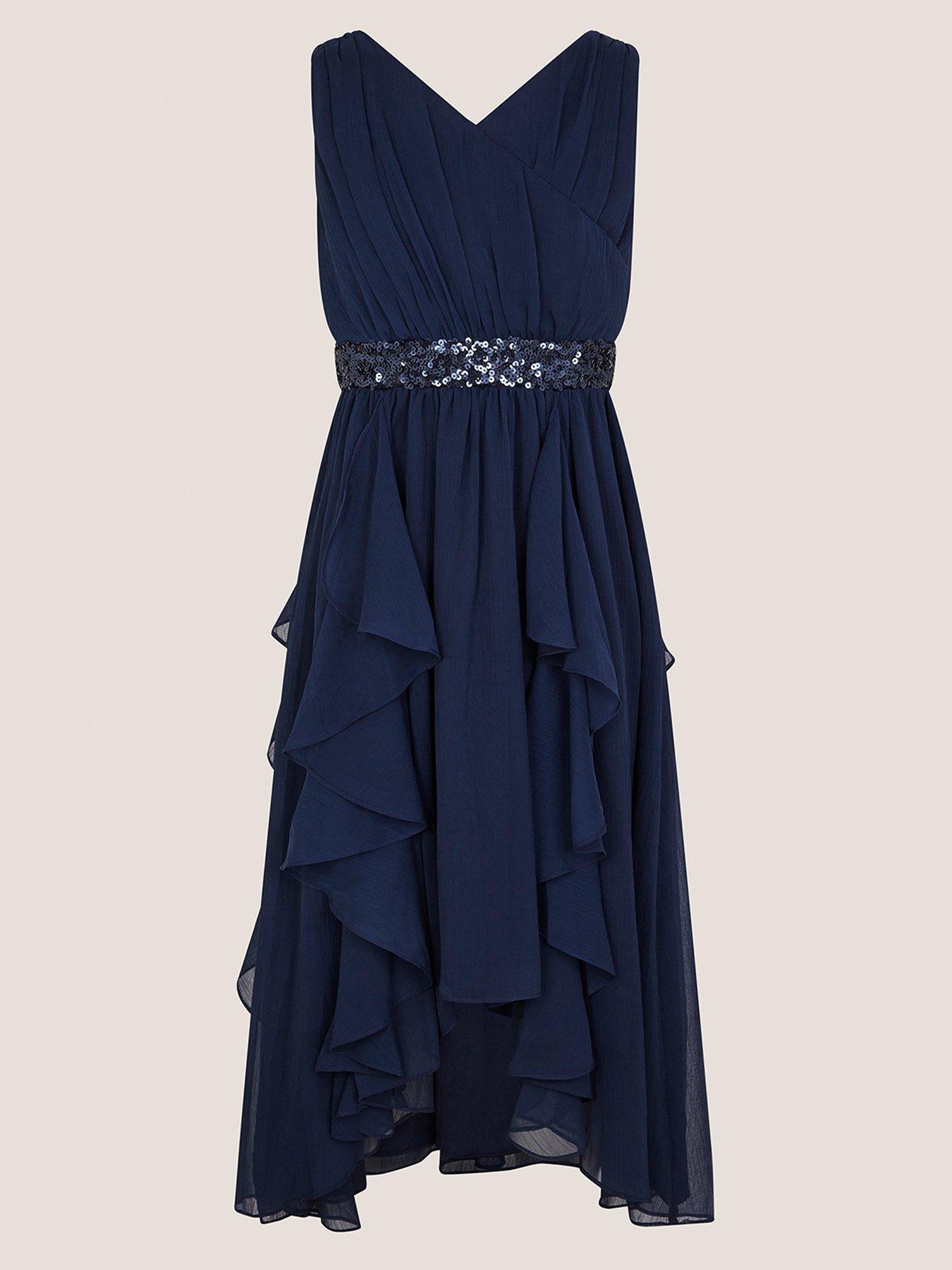 Image 3 of 4 of Monsoon Girls Clemmie Sequin Chiffon Dress - Navy
